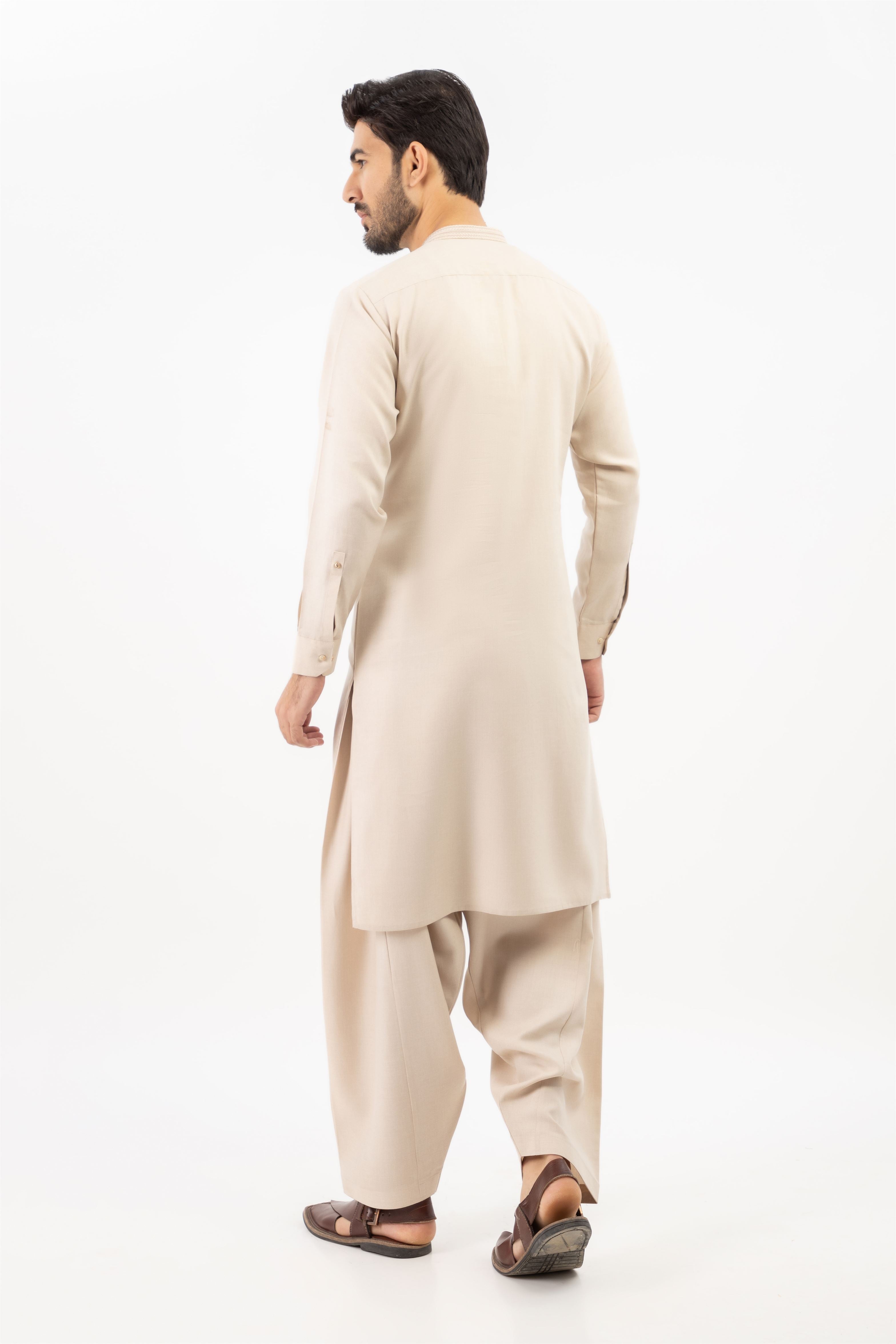 MEN SHALWAR KAMEEZ LIGHT FAWN 1