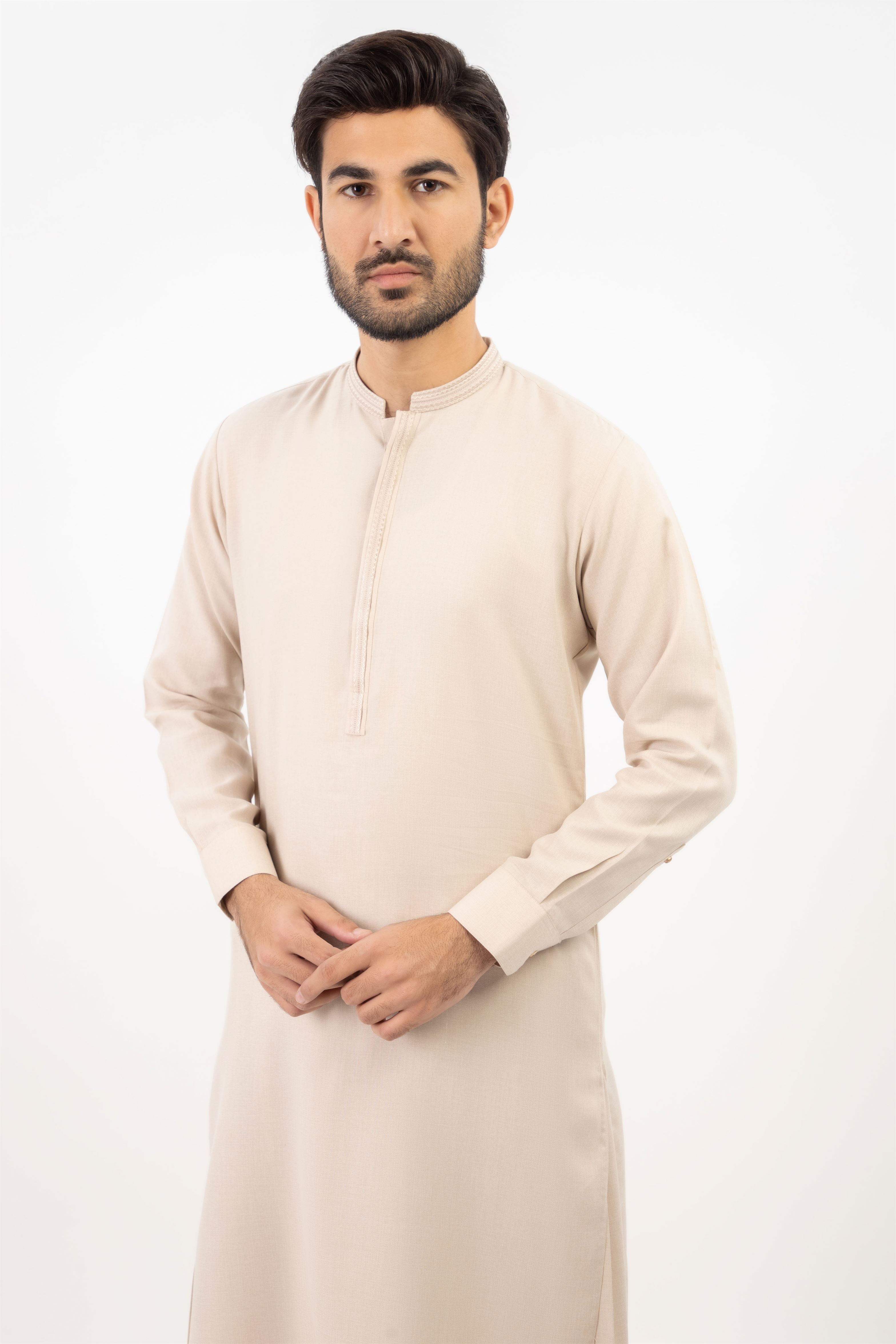 MEN SHALWAR KAMEEZ LIGHT FAWN 1