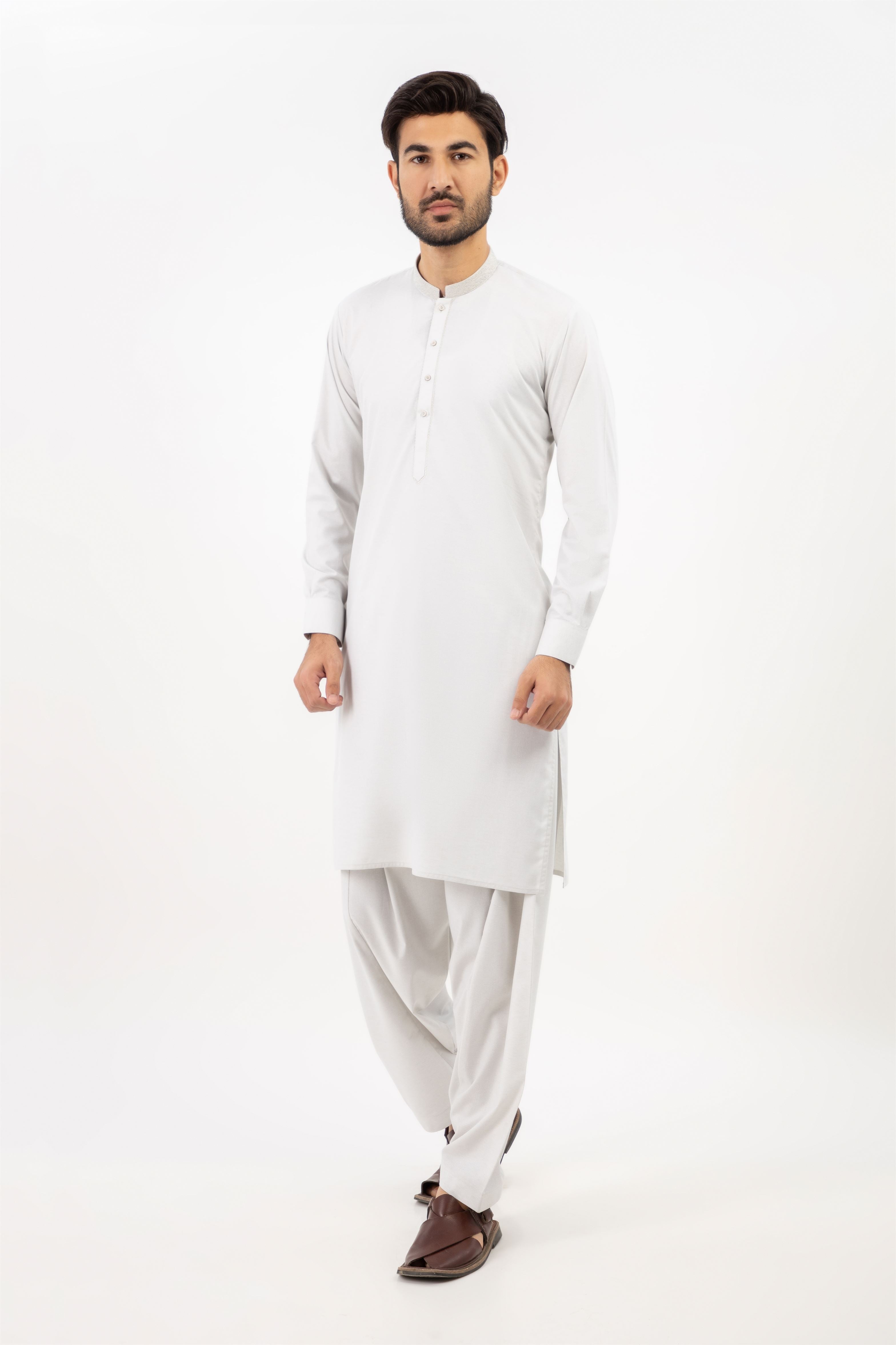 MEN SHALWAR KAMEEZ LIGHT GREY