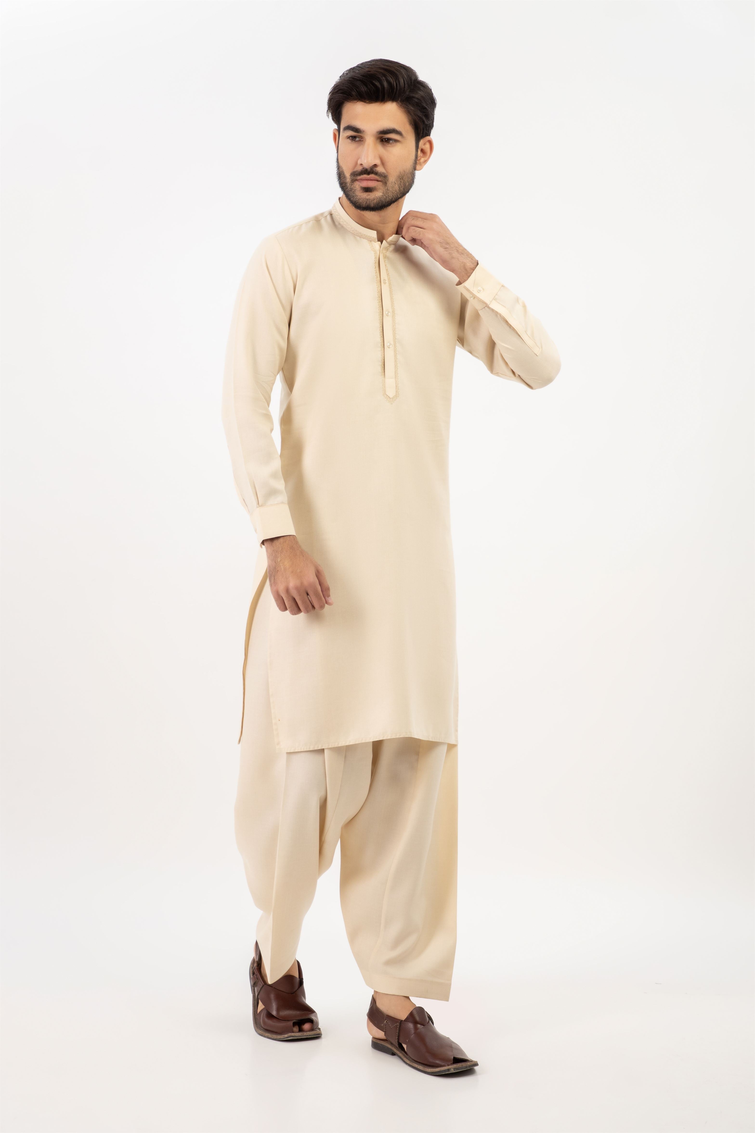 LIGHT FAWN MEN SHALWAR KAMEEZ