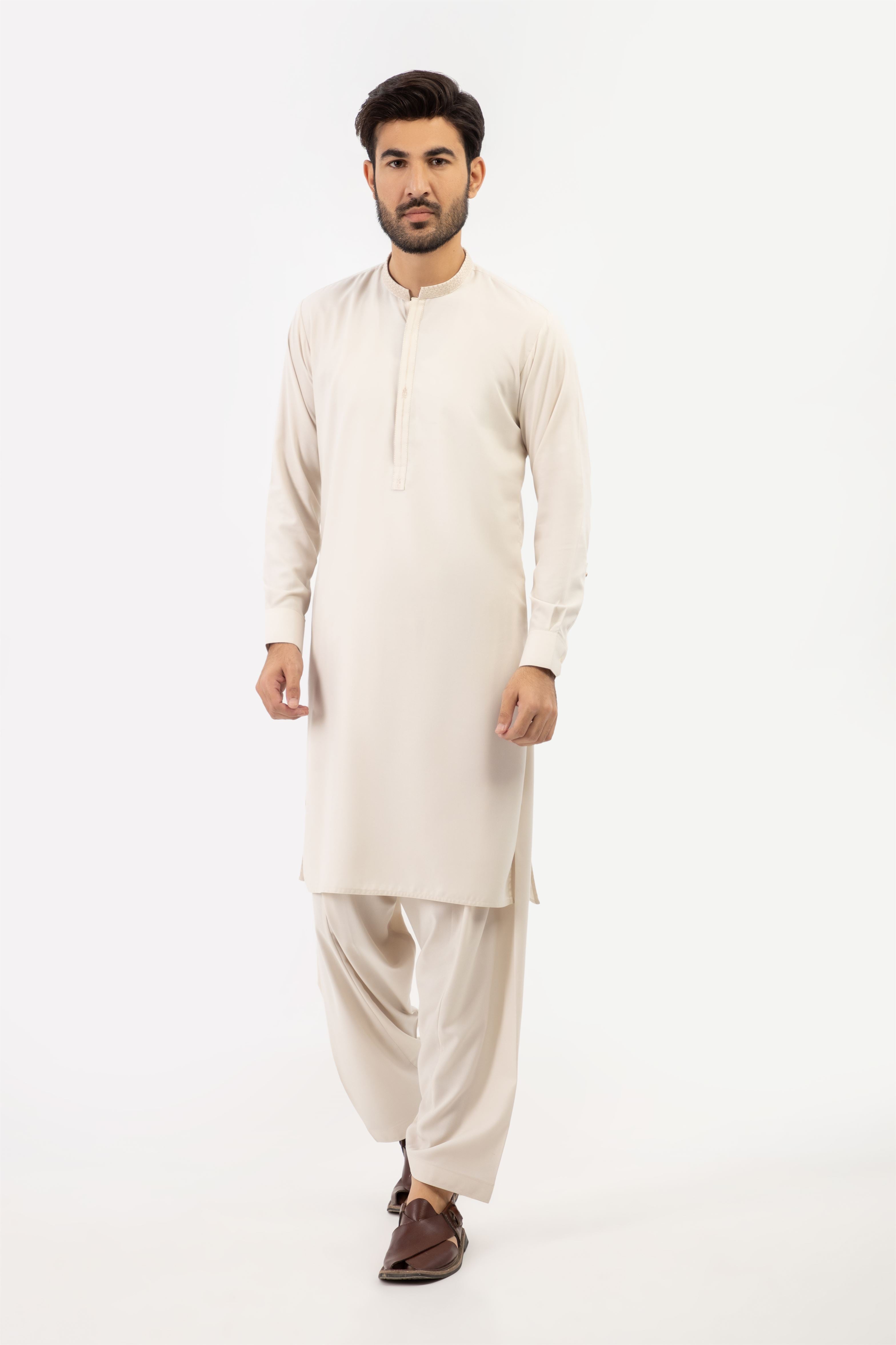 MEN SHALWAR KAMEEZ LIGHT FAWN 2