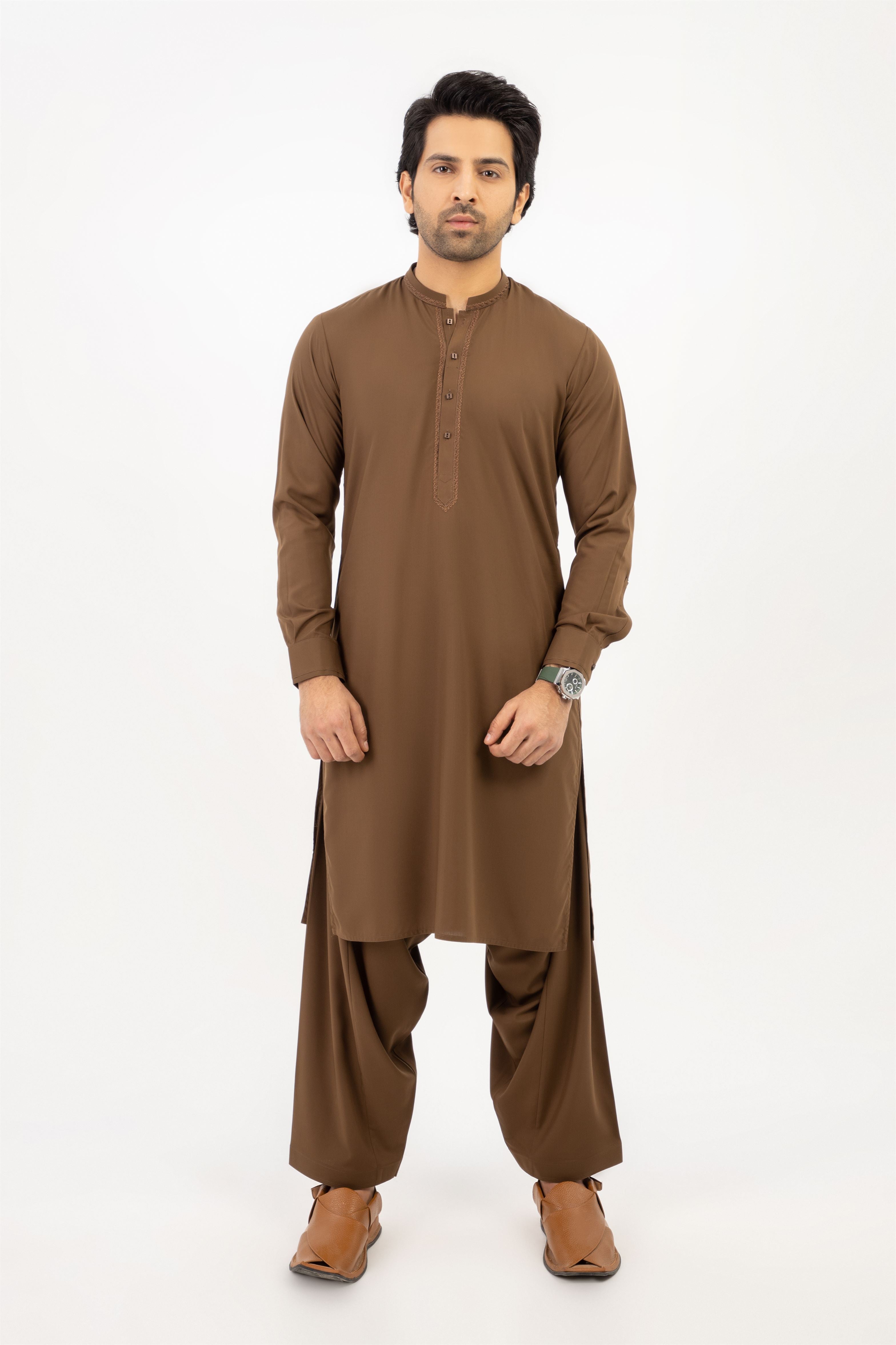 MEN SHALWAR KAMEEZ BROWN