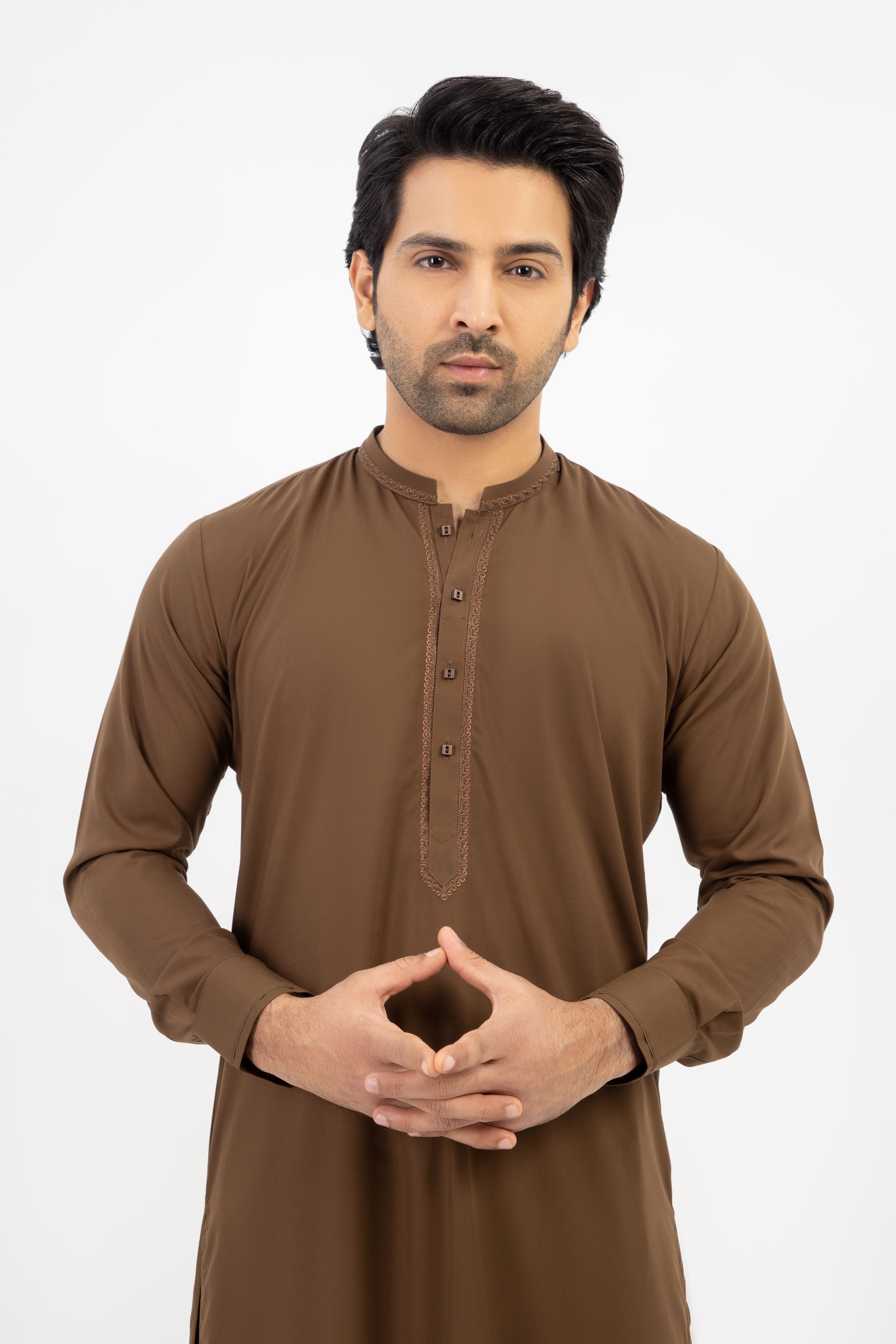 MEN SHALWAR KAMEEZ BROWN