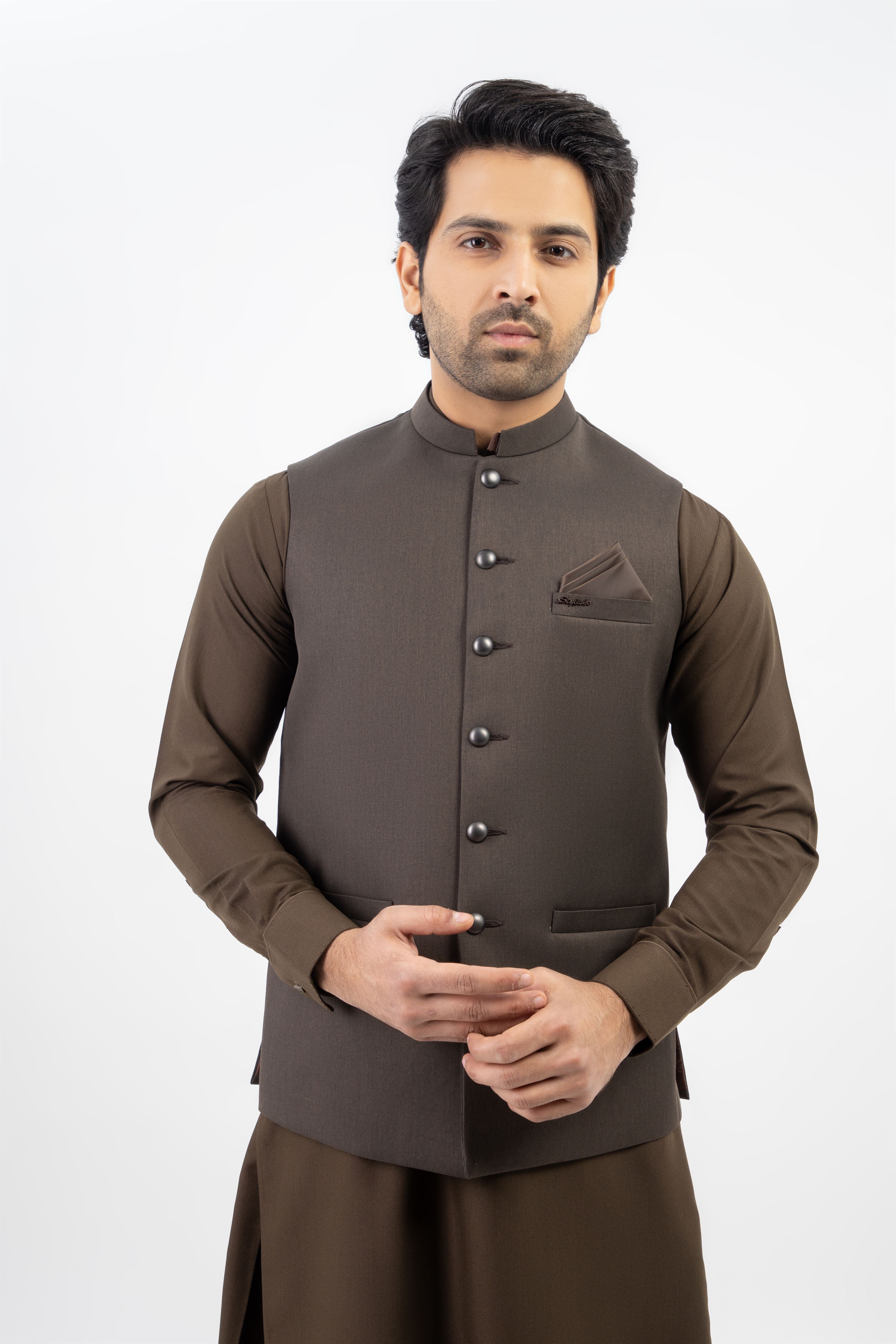 MEN WAISTCOAT DARK BROWN