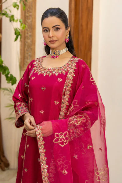 AR-3425 | 3 Piece Hot Pink Thai Silk
