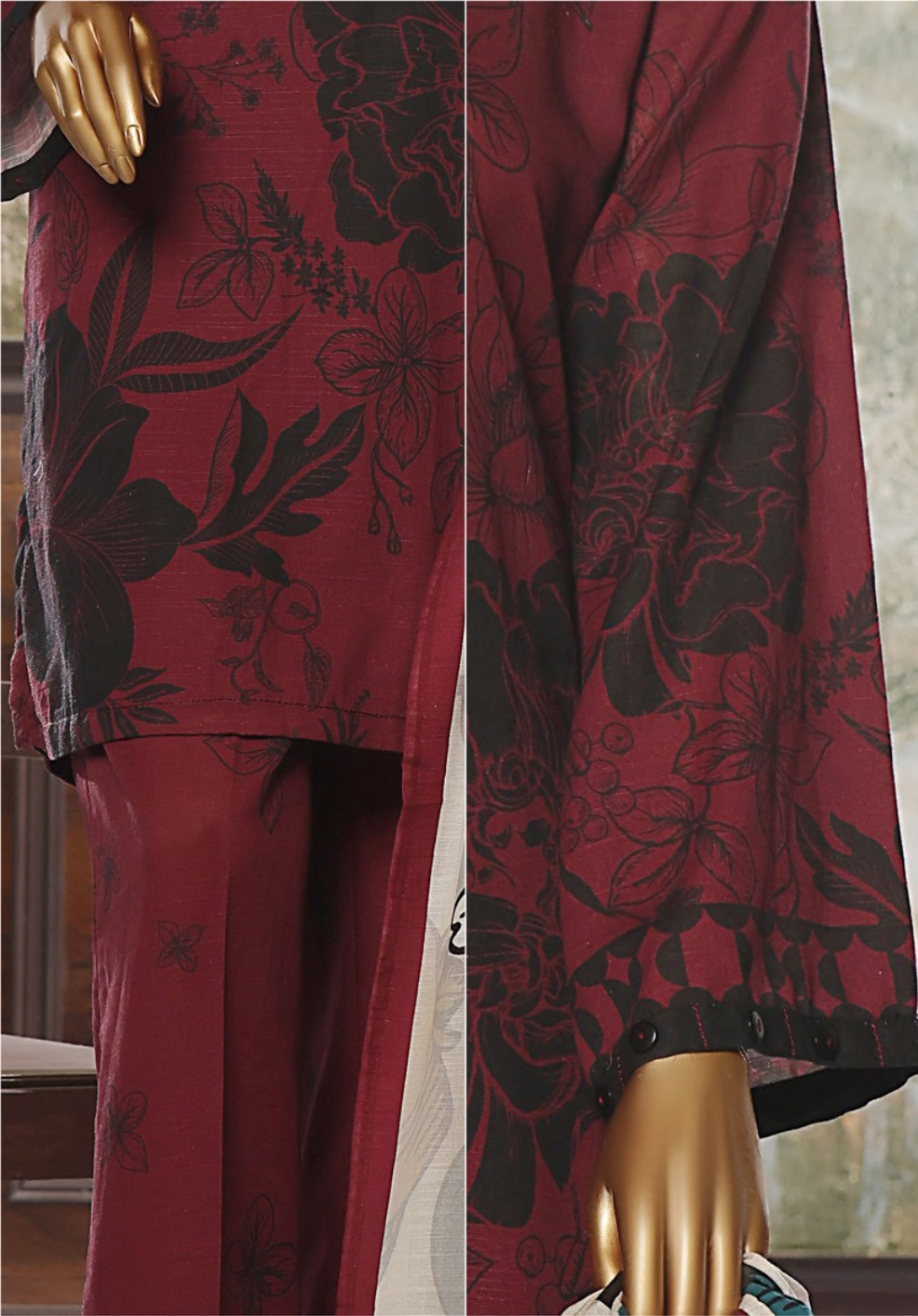 HZ - RTW Wintry Prints Maroon Multi