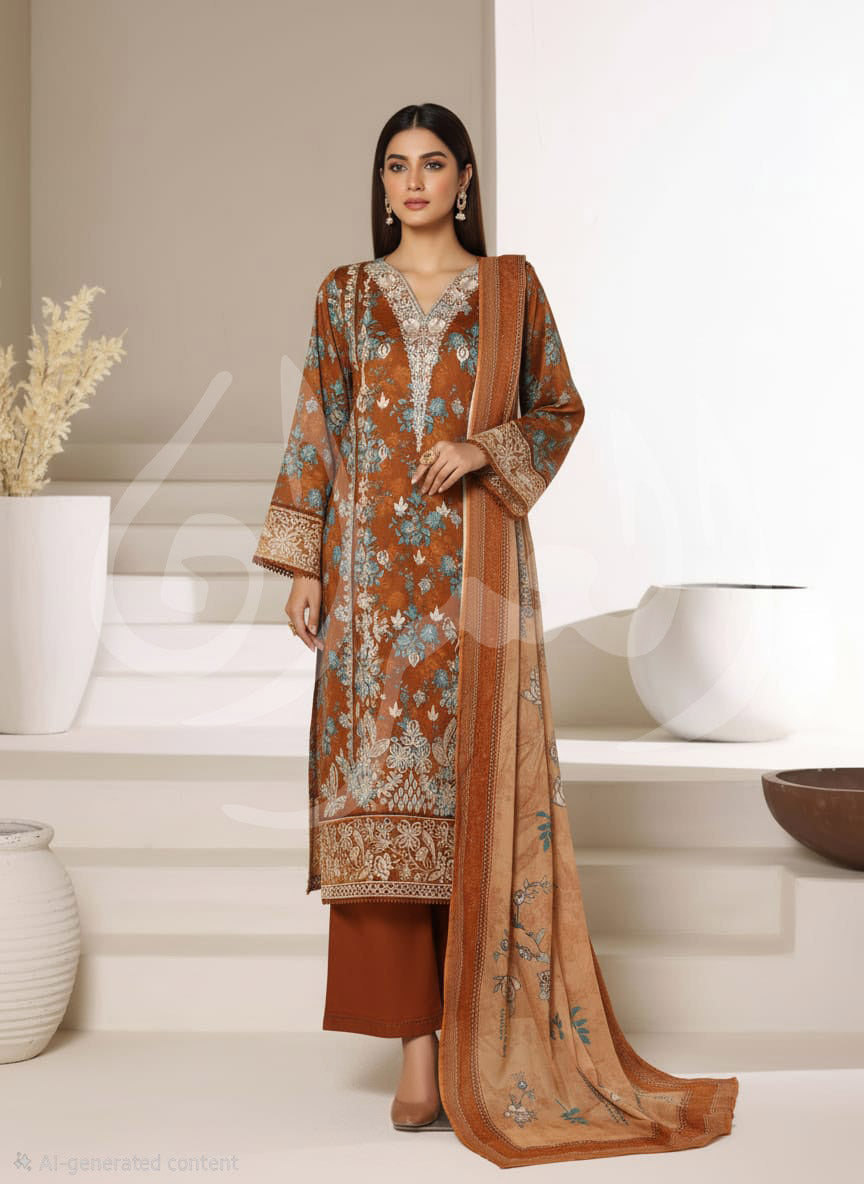 S'Pret - Signature Emb Lawn 7738 Mustard