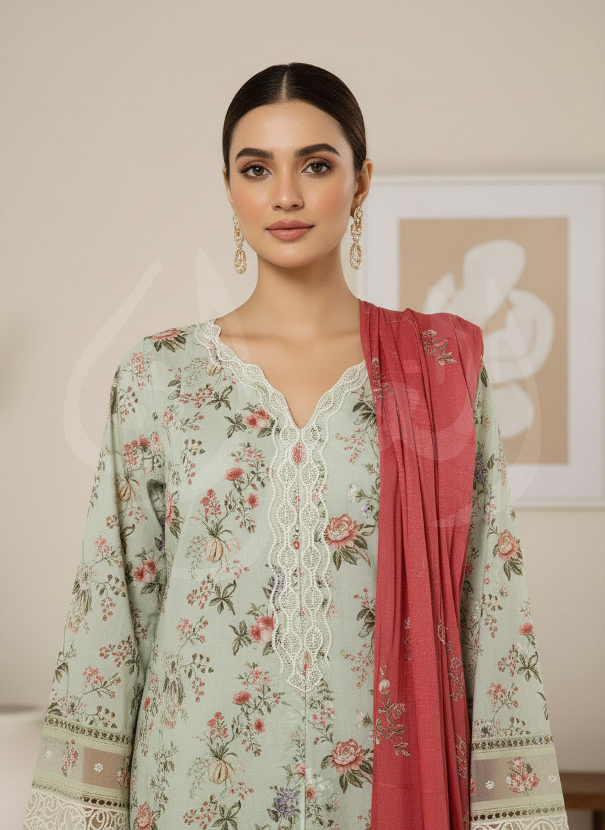 S'Pret - Emb Lawn 642 Green