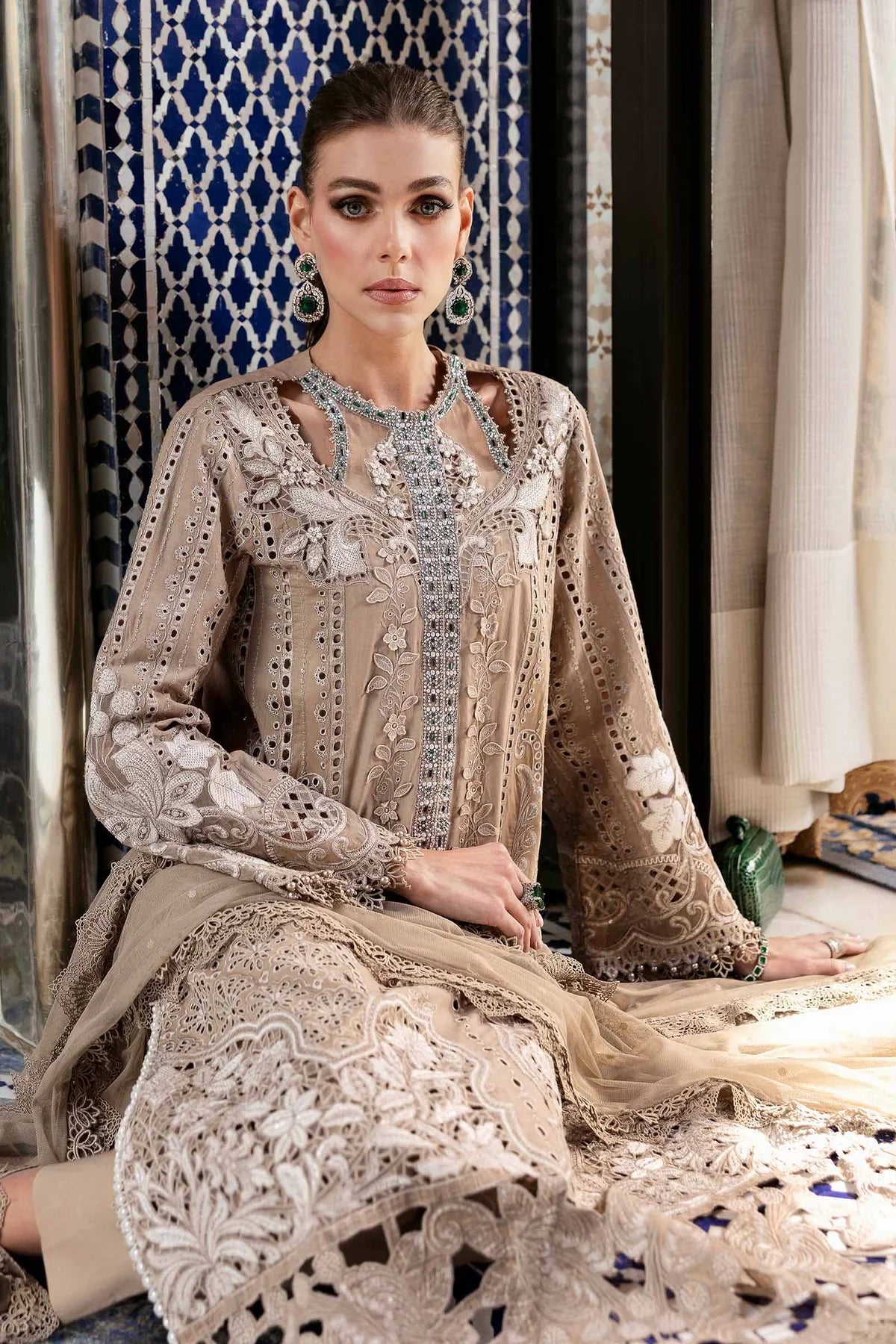 Maria B. Embroidered | Al-1057 Brown