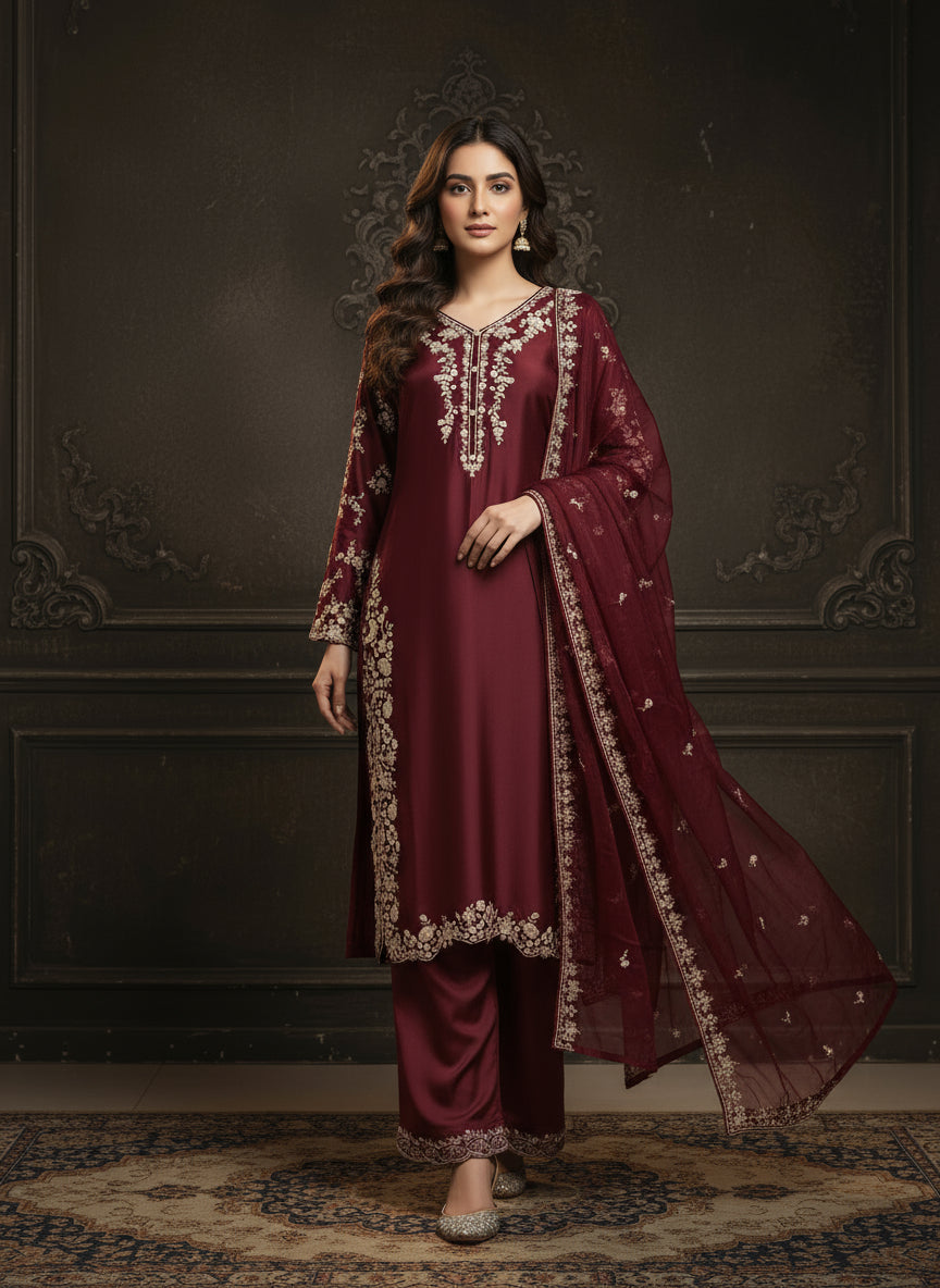 Sherrys Silk - Mehroon