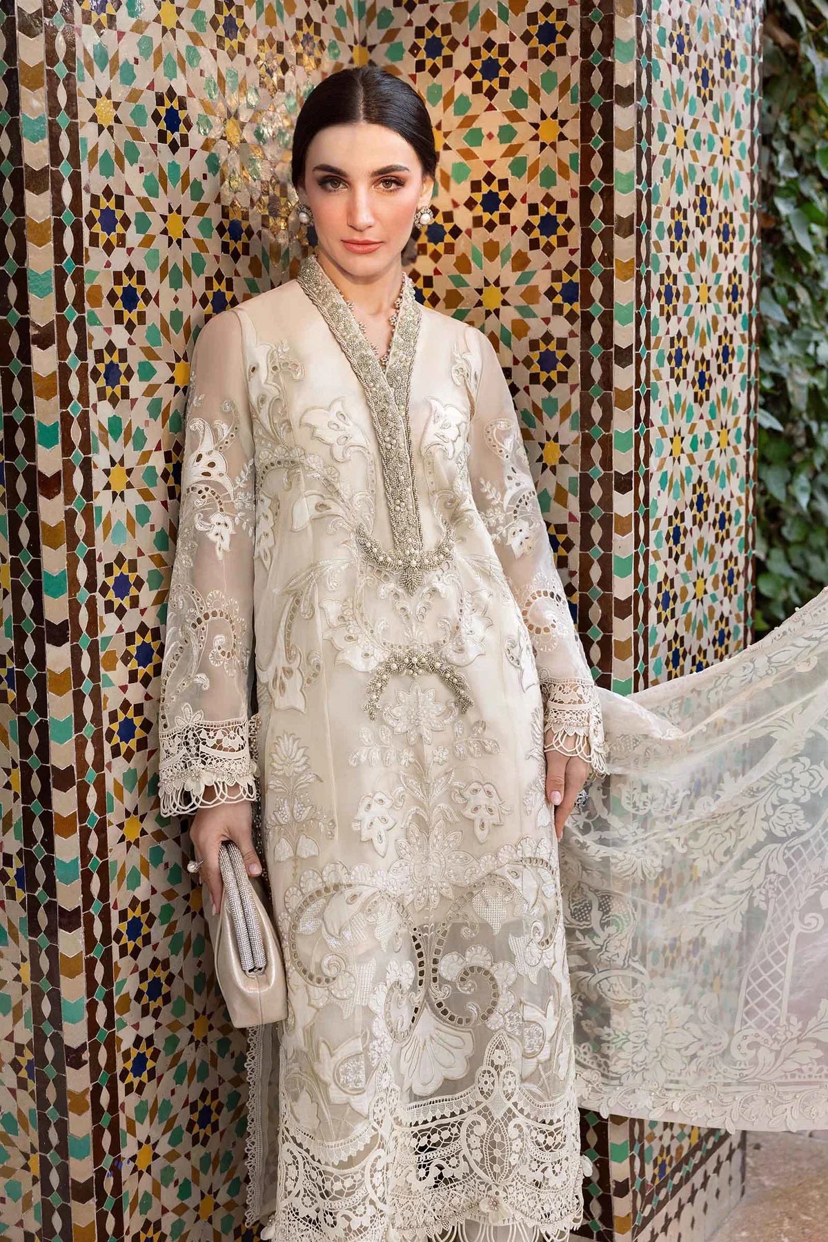 Maria B. Embroidered | Al-1076 Off White