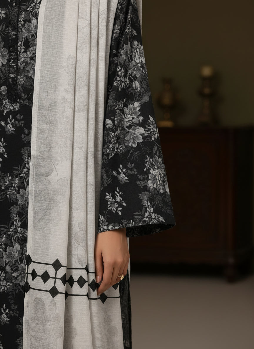 Ashen Noir- Printed khaddar