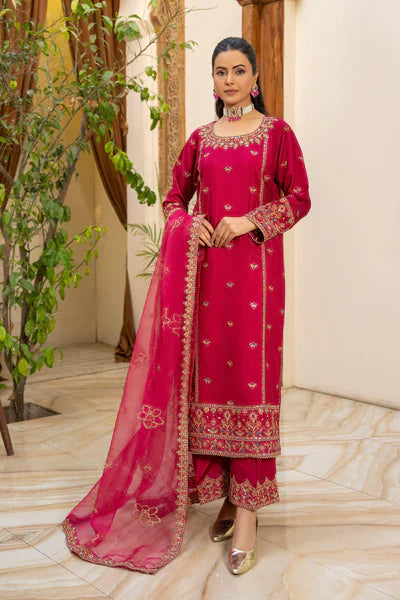 AR-3425 | 3 Piece Hot Pink Thai Silk