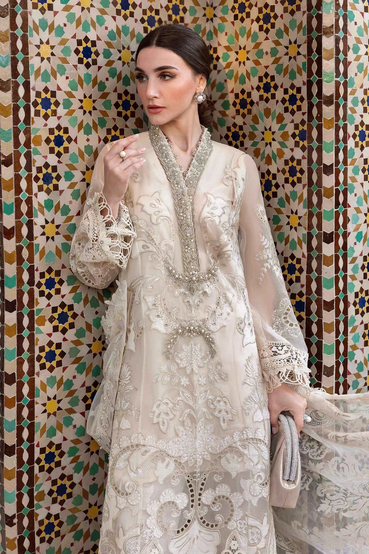 Maria B. Embroidered | Al-1076 Off White