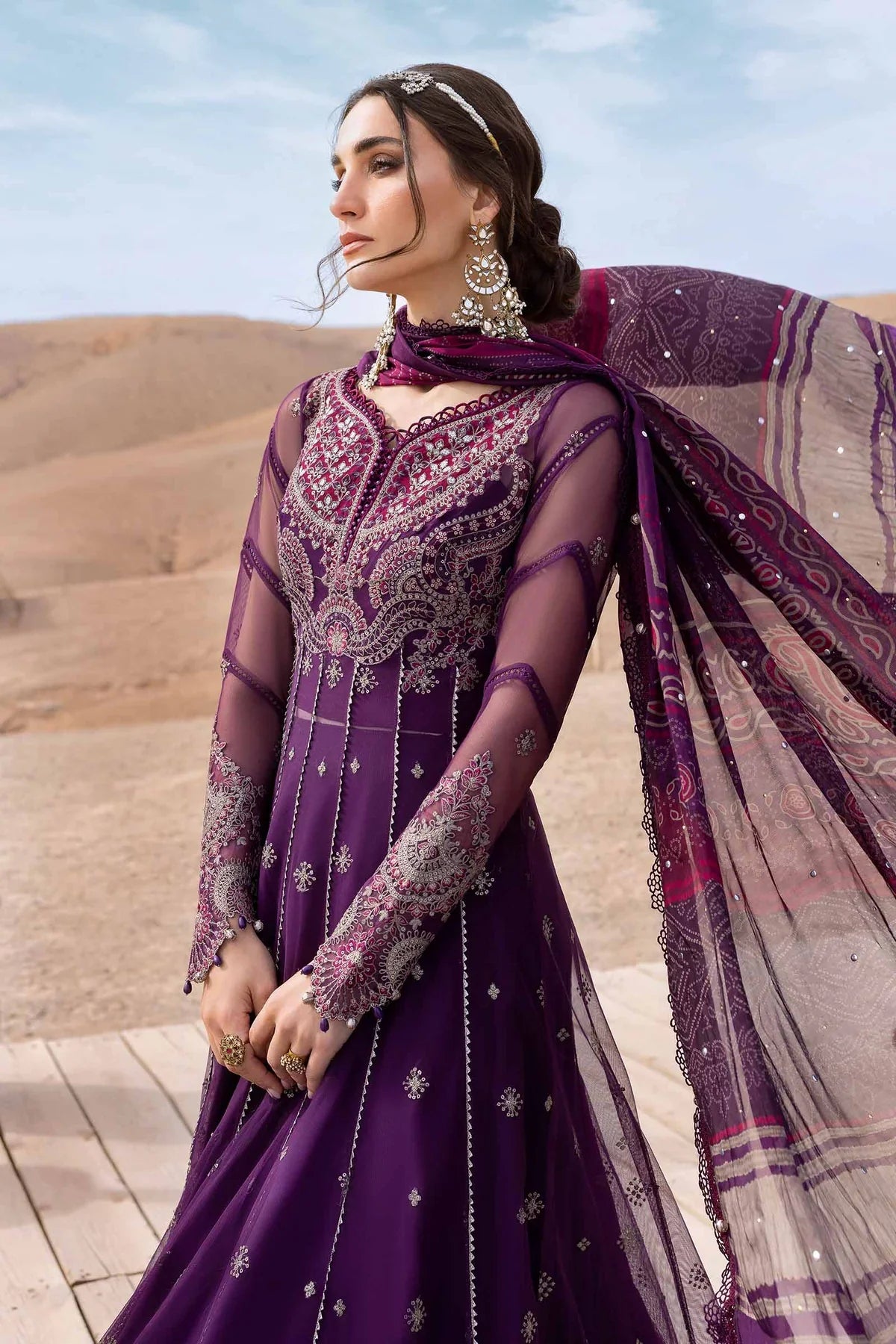 3 Piece Unstitched Embroidered Net Suit | D-2507-B