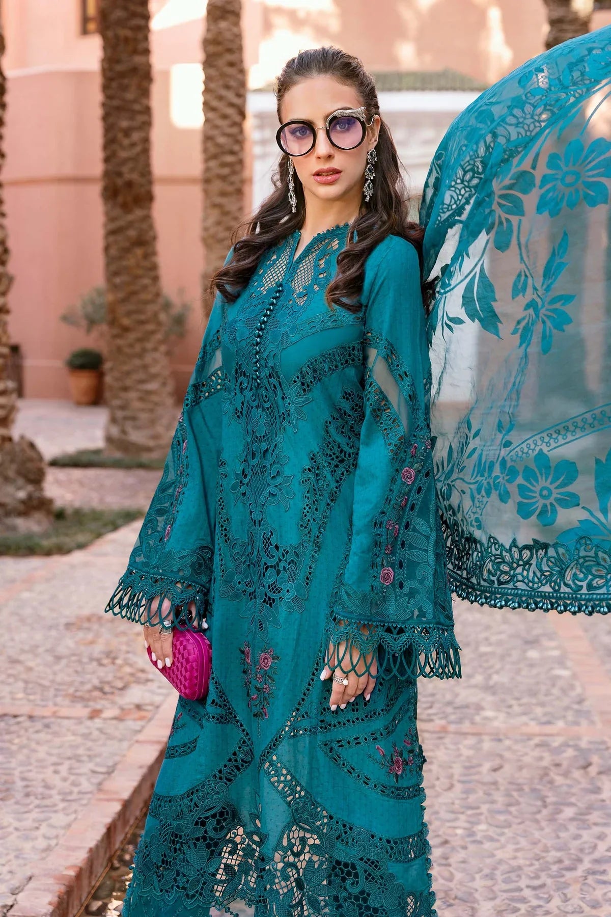 3 Piece Unstitched Embroidered Dobby Lawn Suit | D-2513-B