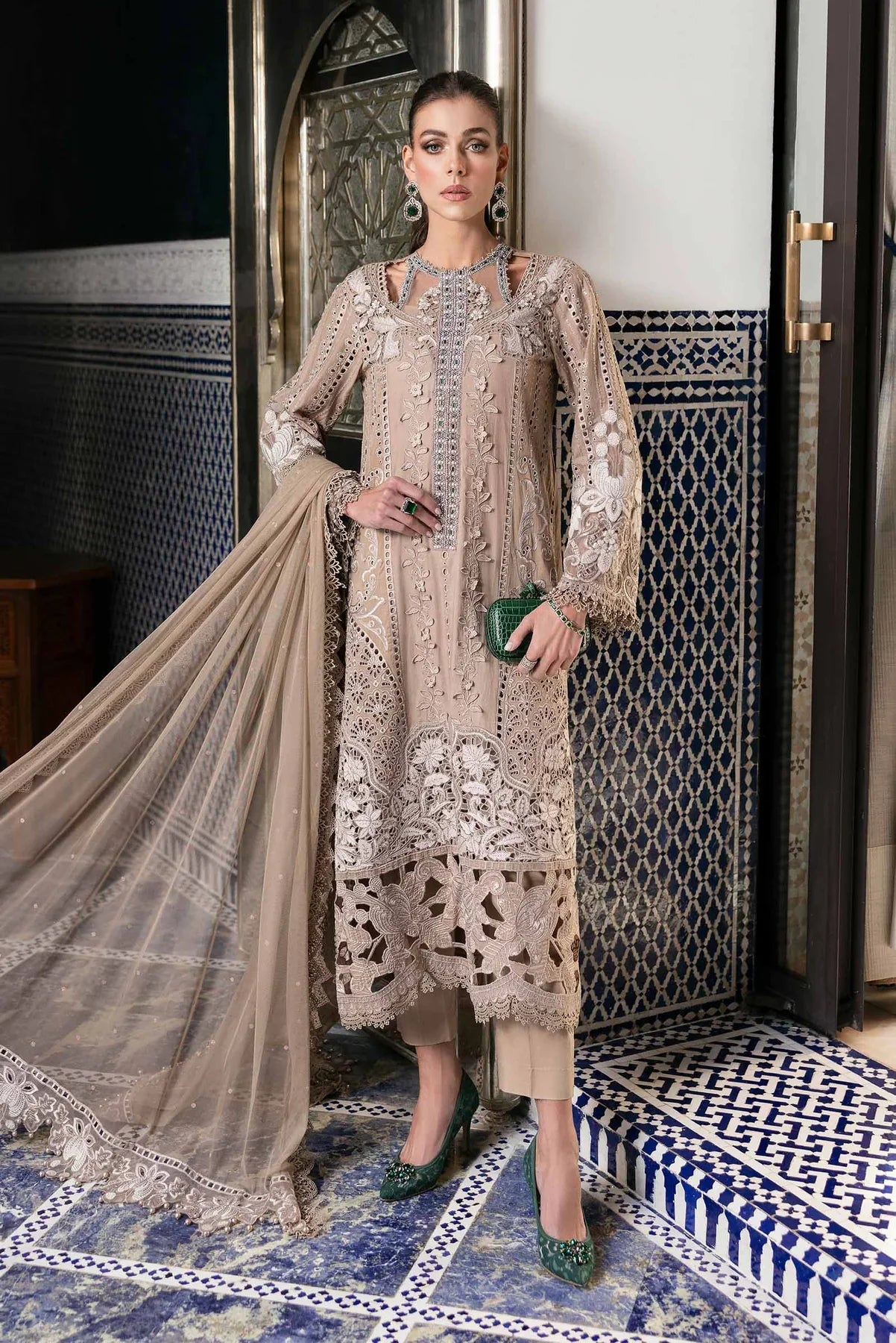 3 Piece Unstitched Embroidered Lawn Suit | D-2502-A