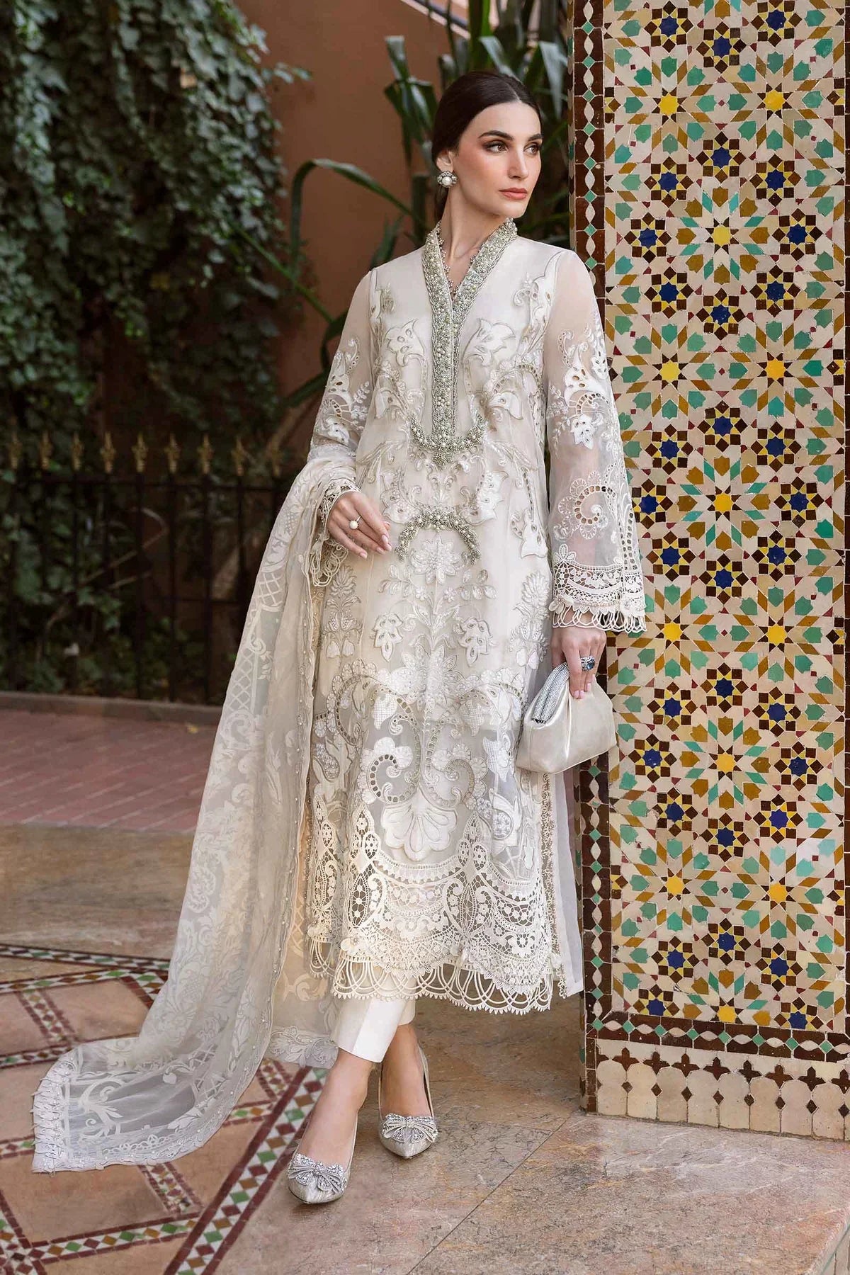 Maria B. Embroidered | Al-1076 Off White