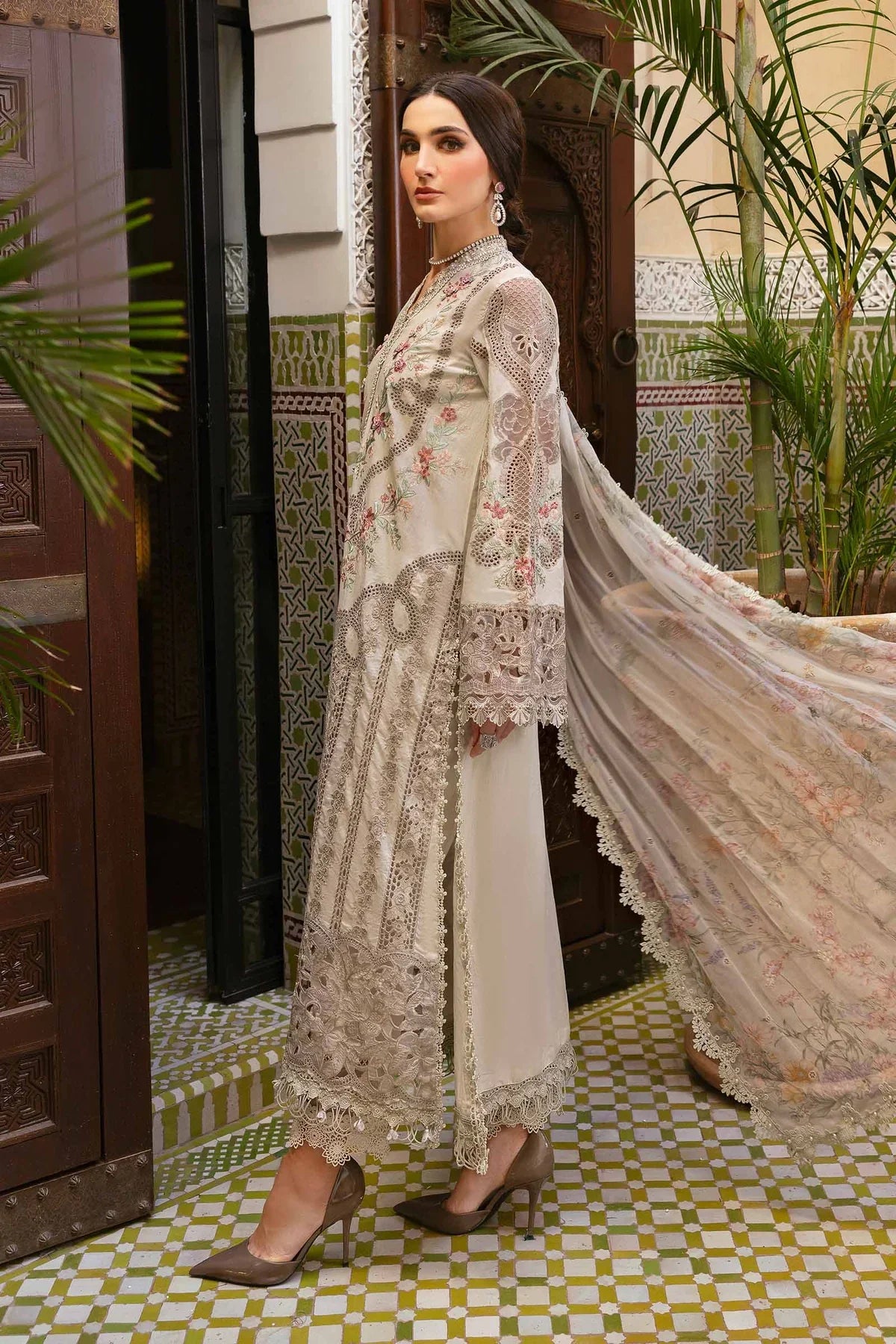 3 Piece Unstitched Embroidered Lawn Suit | D-2514-B