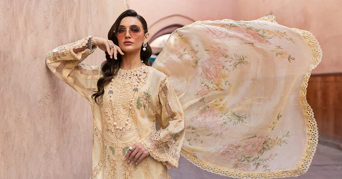 3 Piece Unstitched Embroidered Organza Suit | D-2509-A