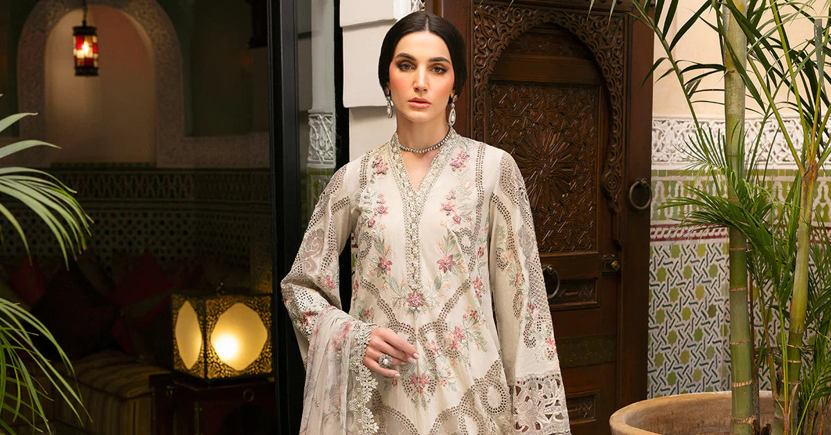 3 Piece Unstitched Embroidered Lawn Suit | D-2514-B