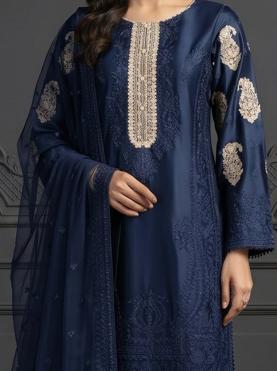 Sherrys Silk - Azkah Navy