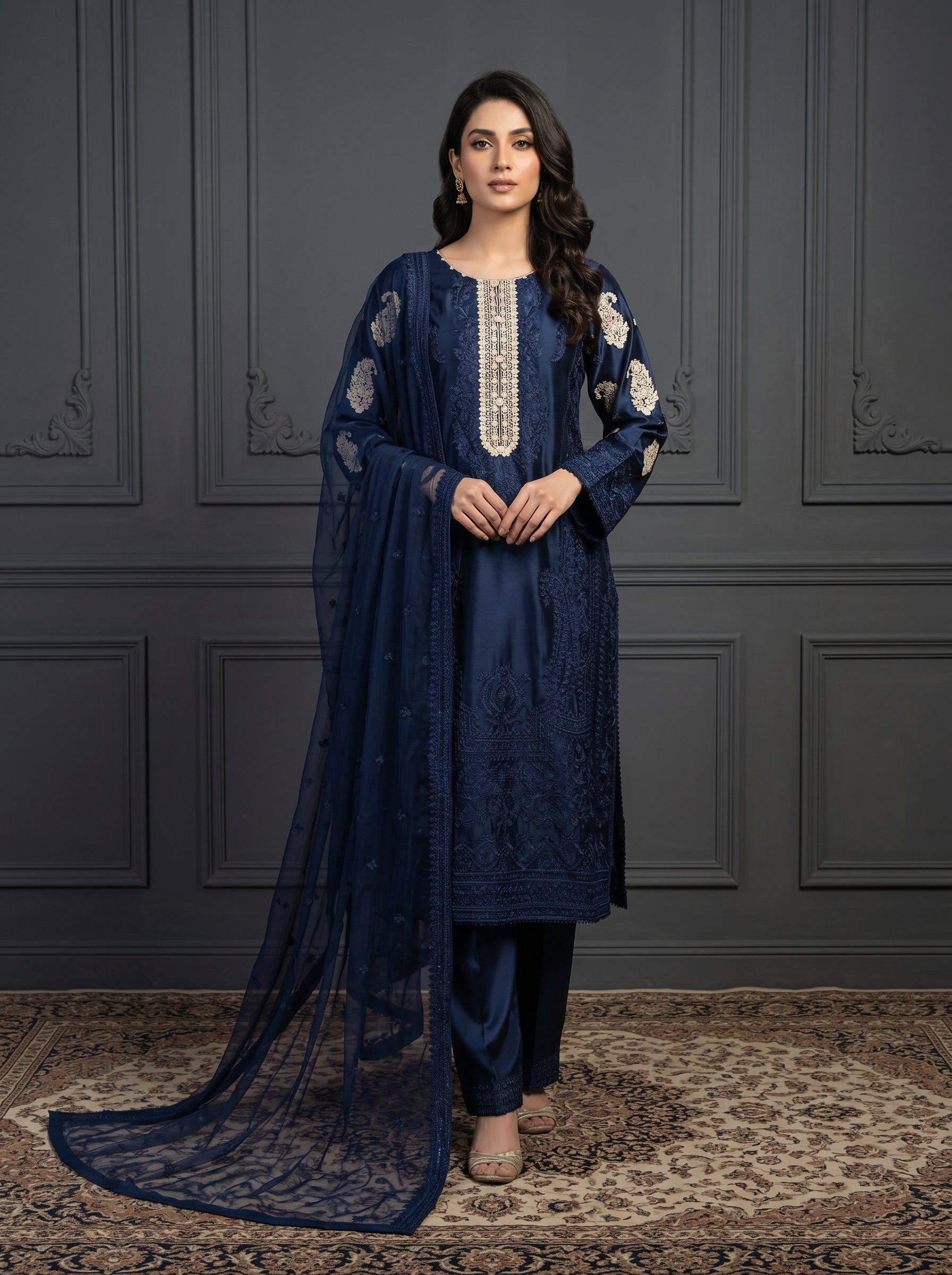 Sherrys Silk - Azkah Navy