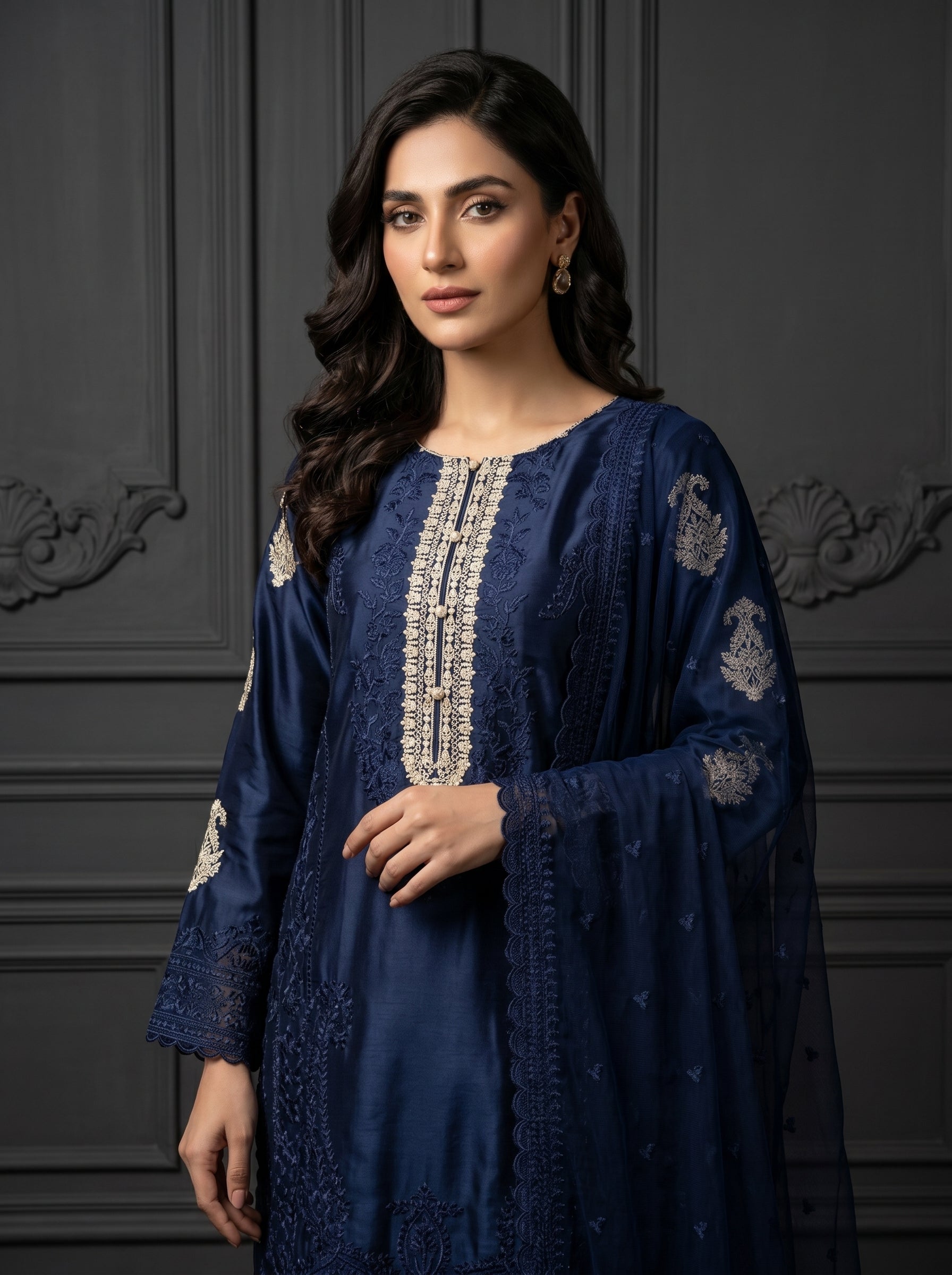 Sherrys Silk - Azkah Navy