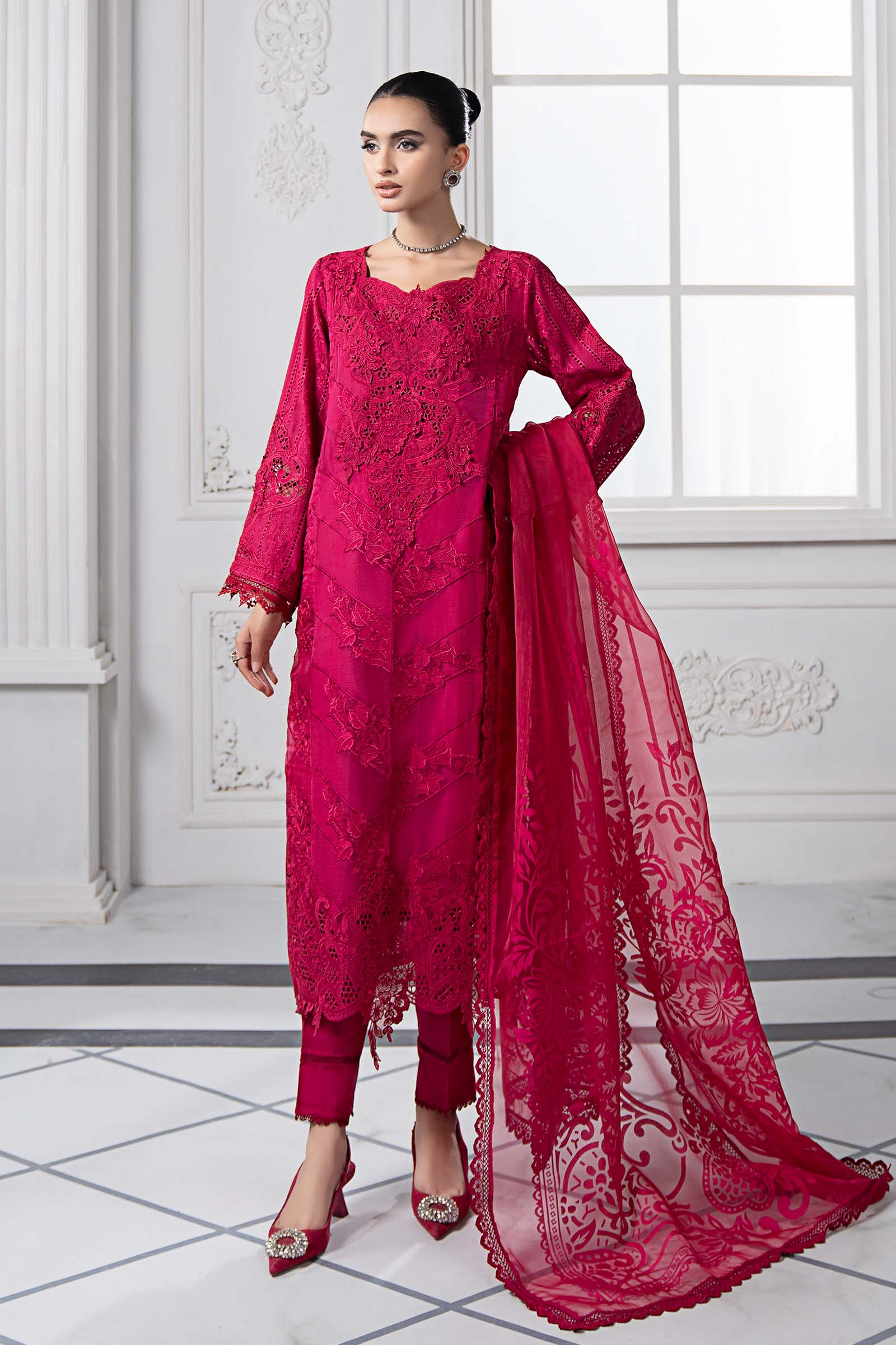 Maria B. Embroidered Lawn Suit | SI-3484
