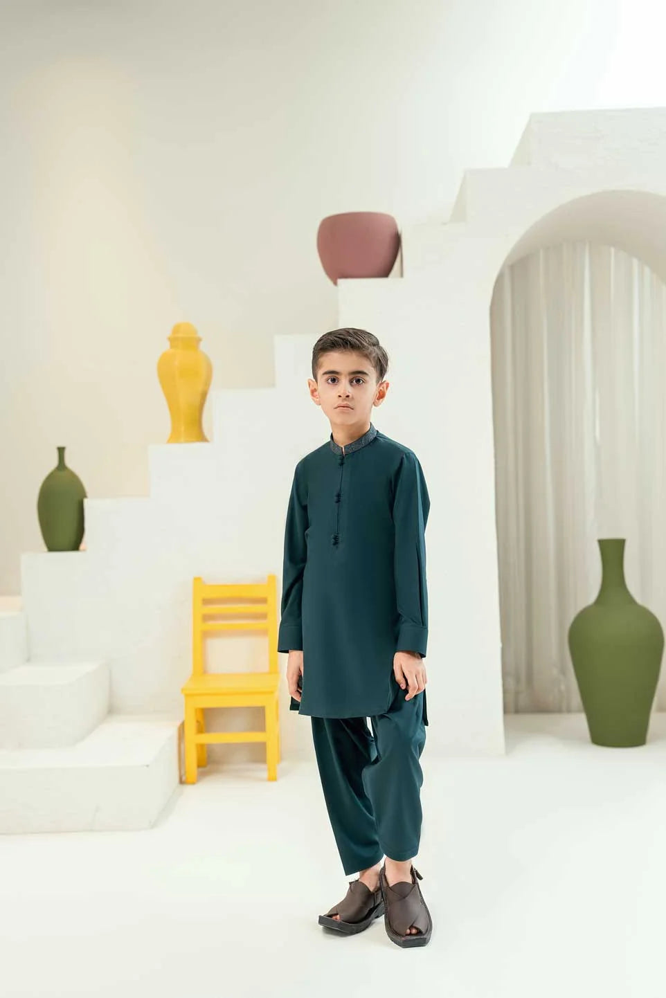 Teal Blue Embroidered Kameez Shalwar KD - 32
