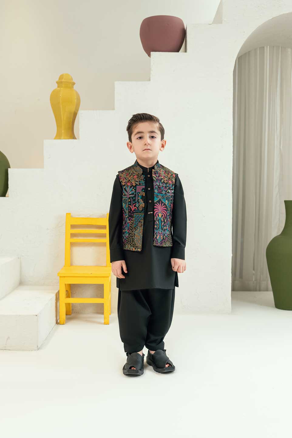 Multi Color Embroidered Waistcoat KD - 14