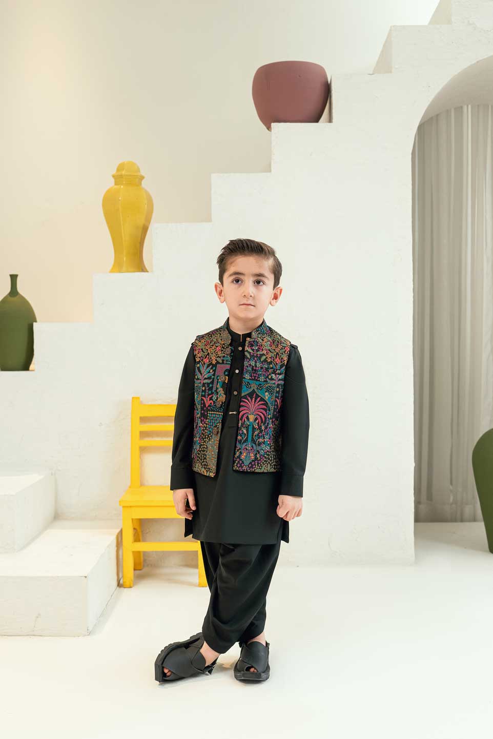 Multi Color Embroidered Waistcoat Suit KD - 36
