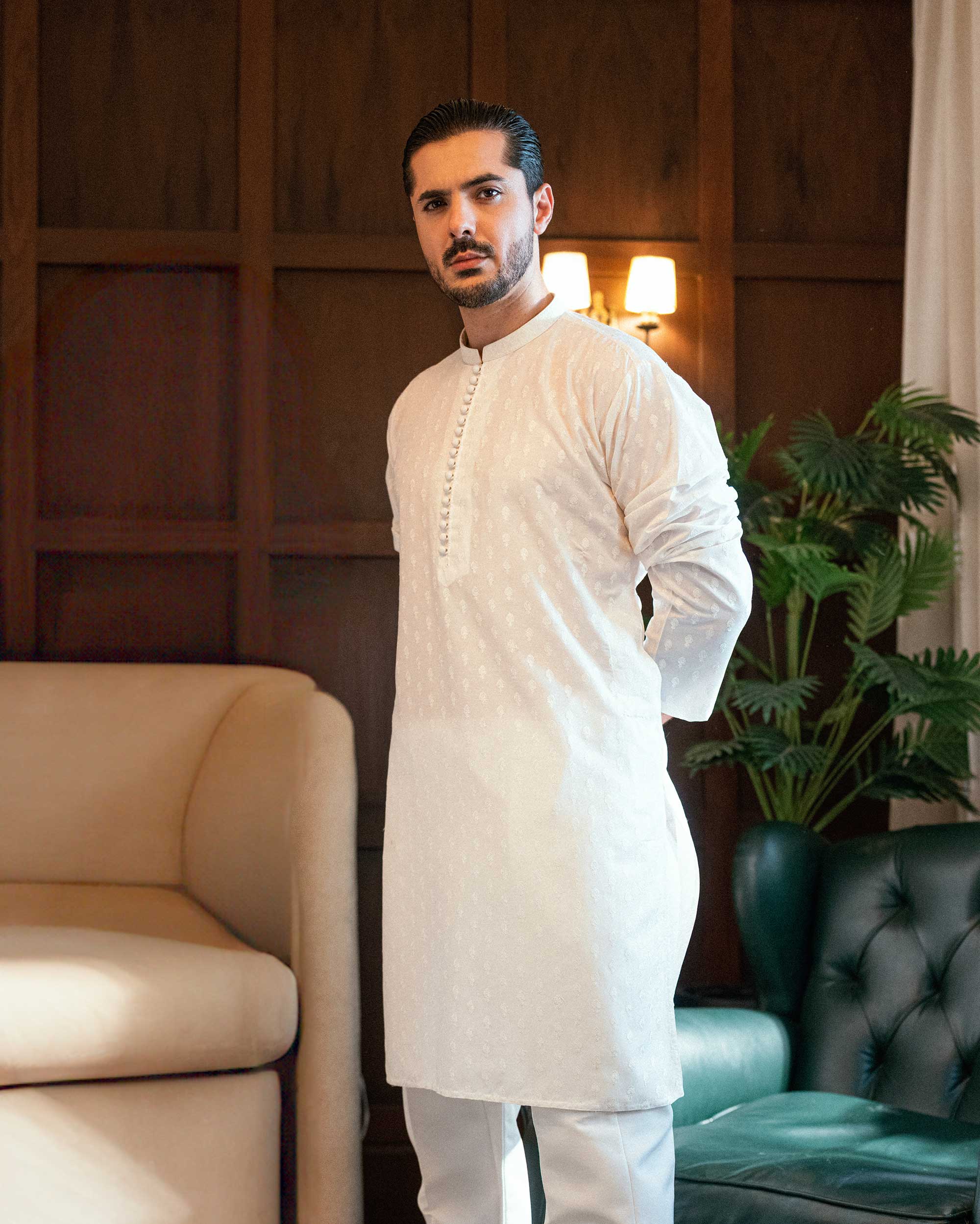 Off-White Embroidered Kurta Trouser