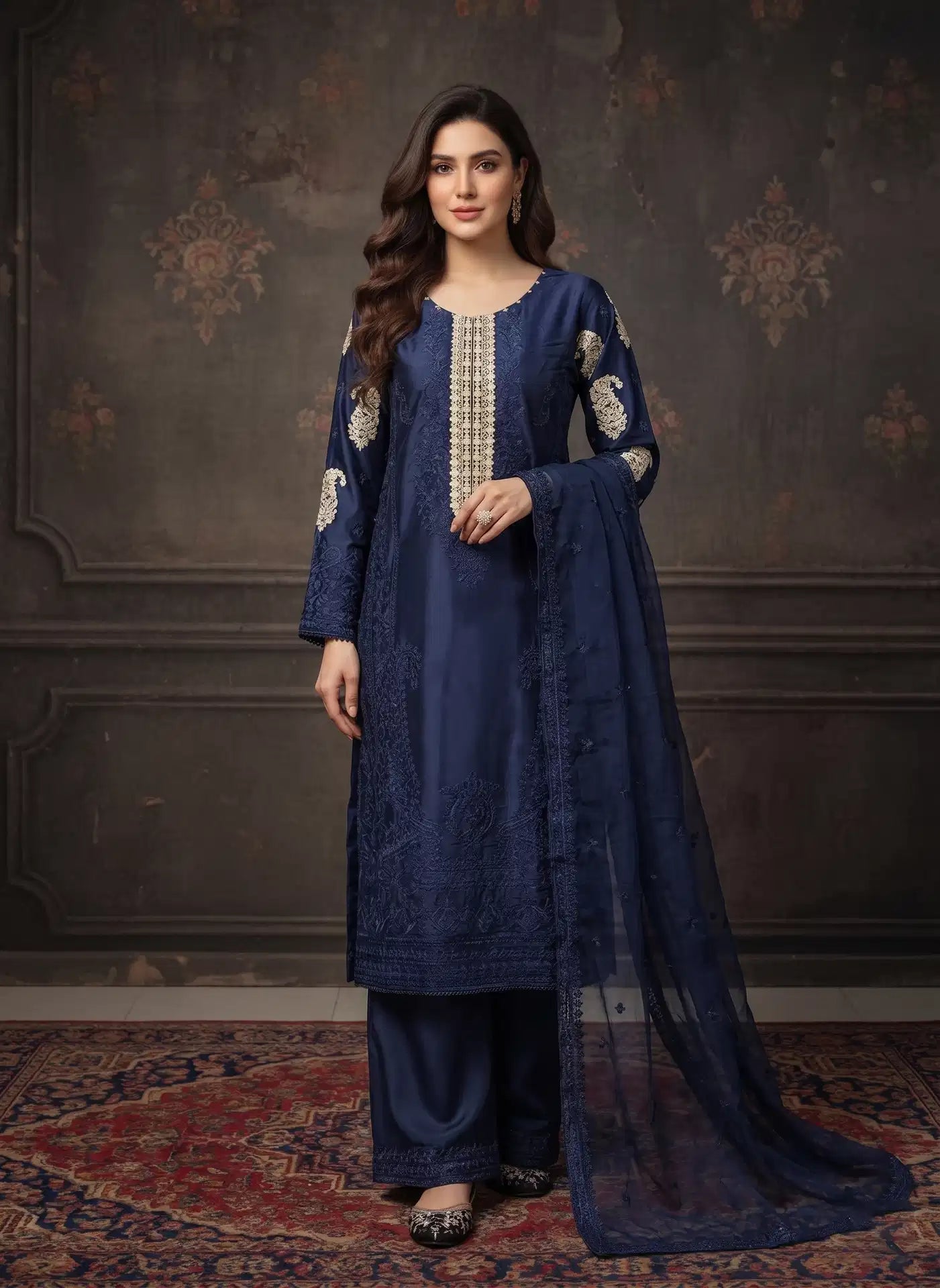 Sherrys Silk - Azkah Navy