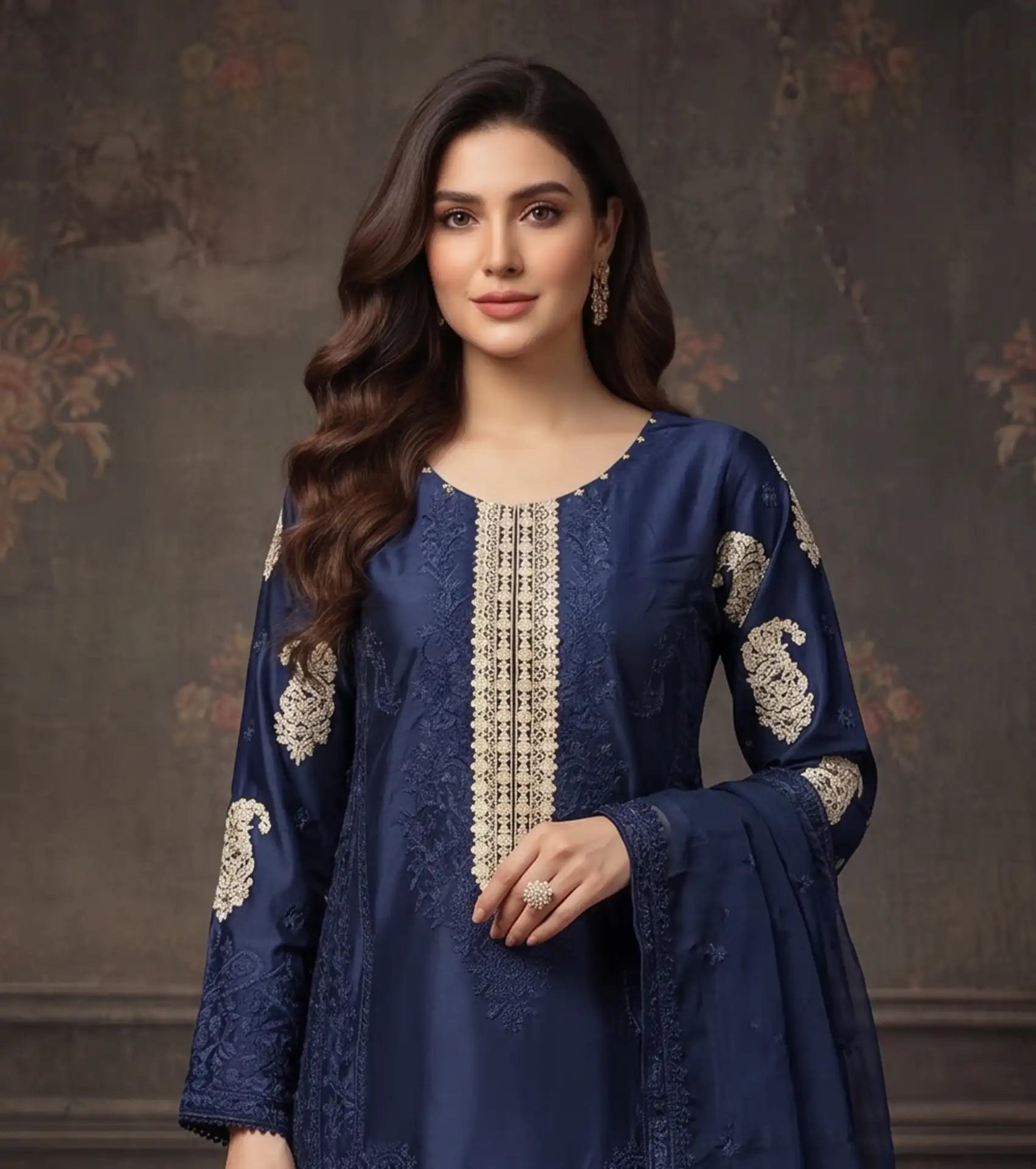 Sherrys Silk - Azkah Navy