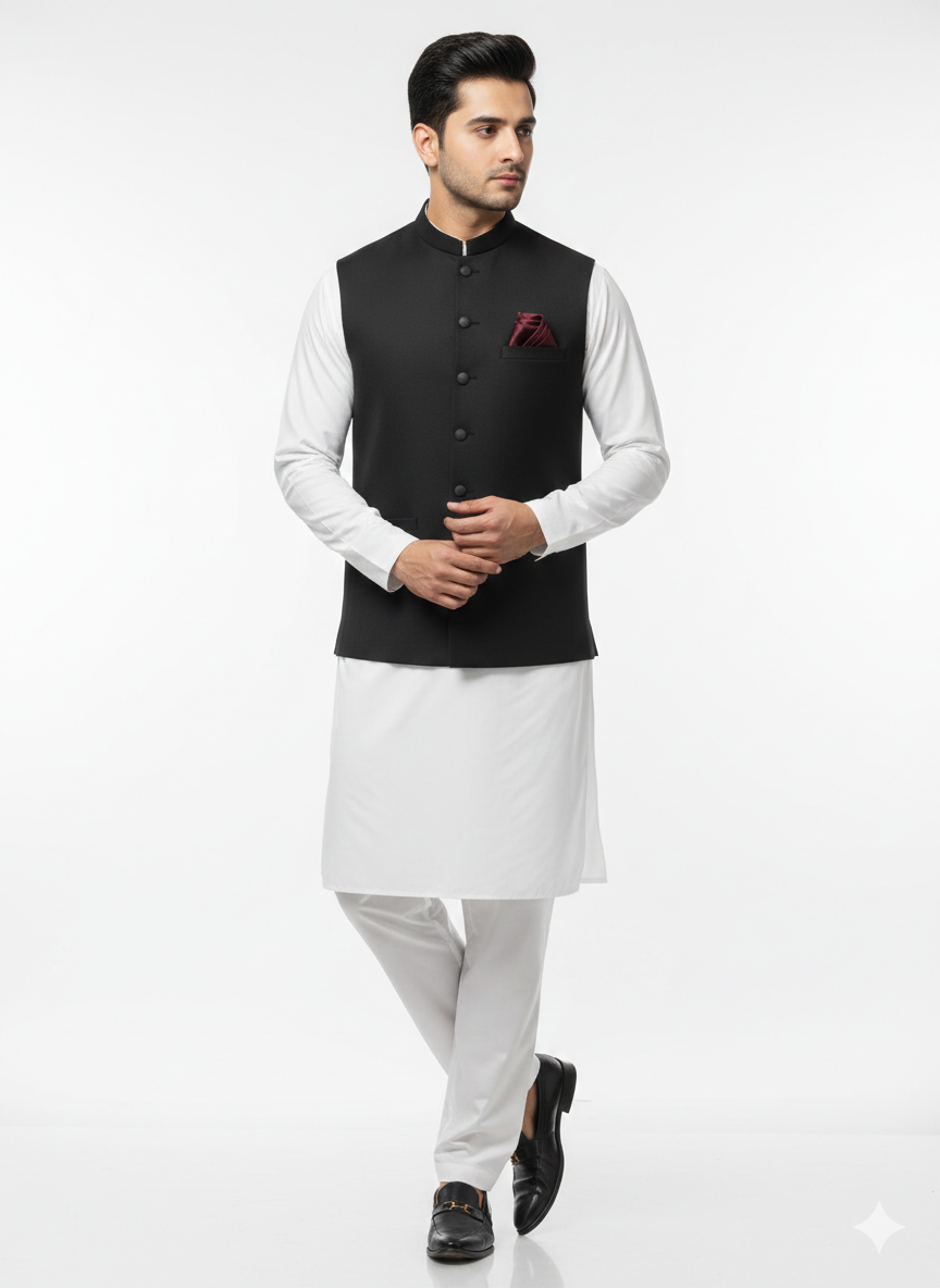 Black Plain Waistcoat