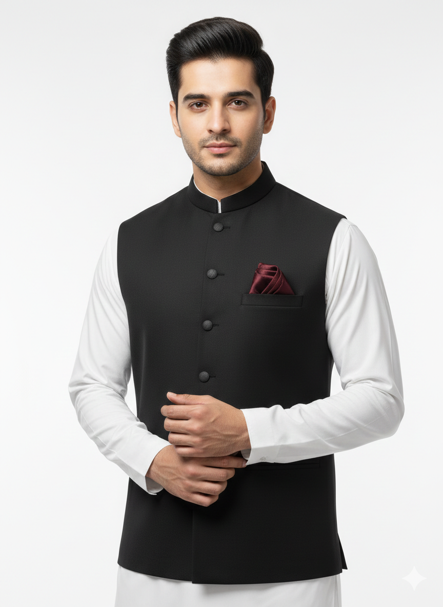 Black Plain Waistcoat