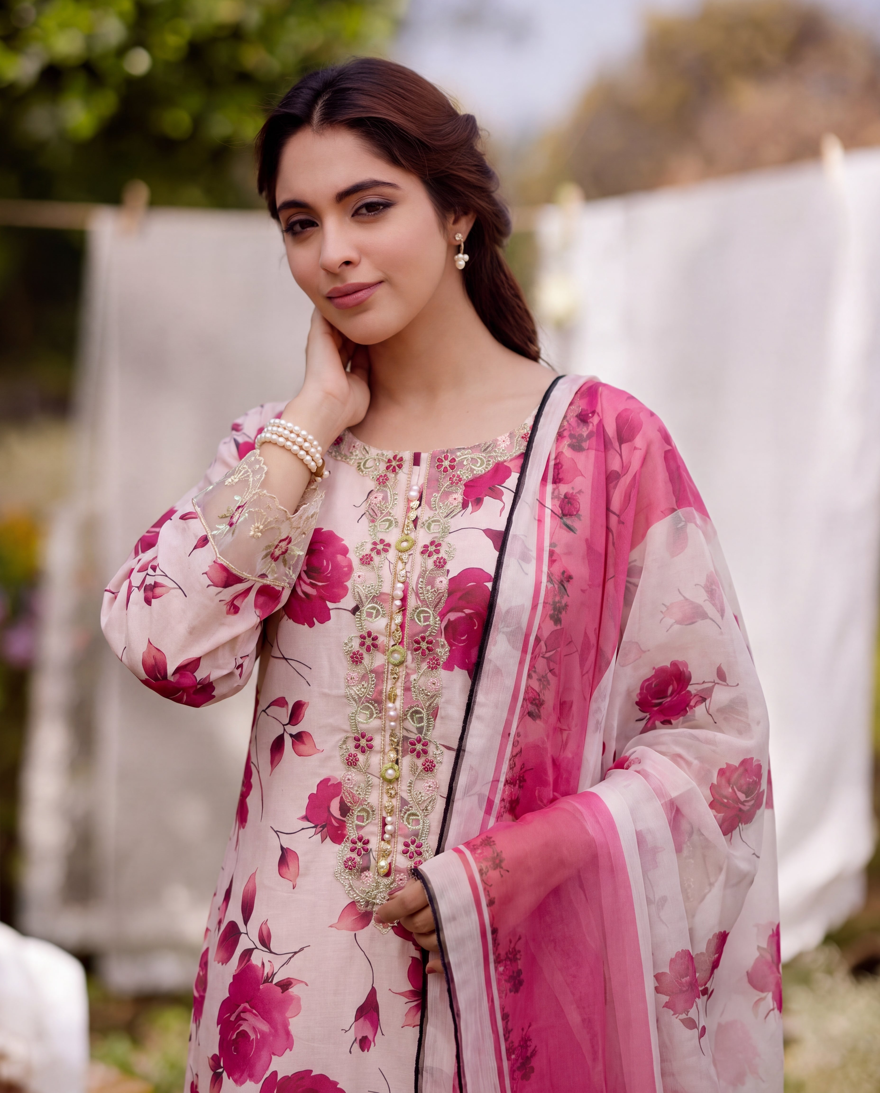 Gul-e-Reza – Floral Lawn 3-Piece Suit