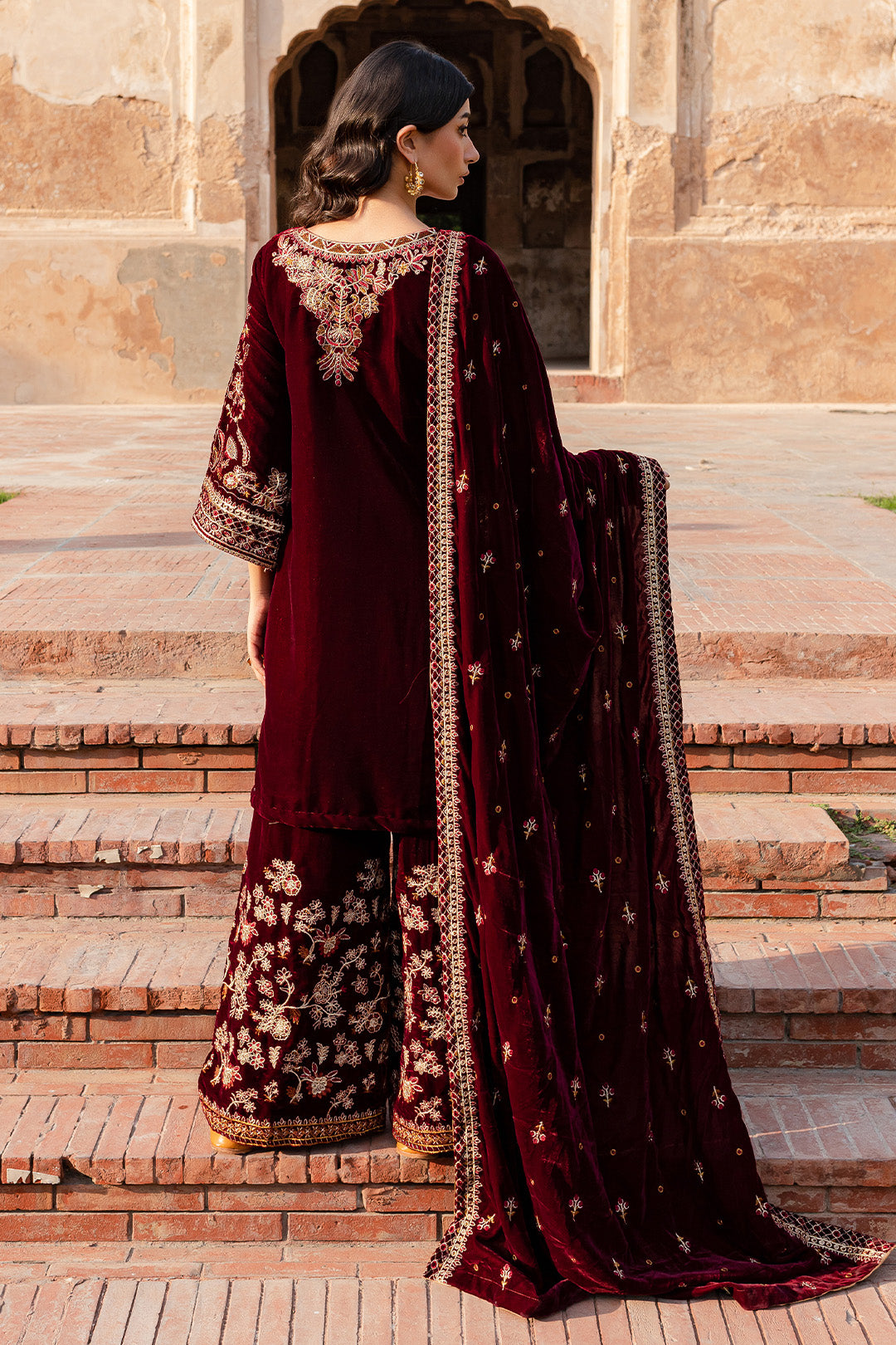 Maroon Velvet Shawl