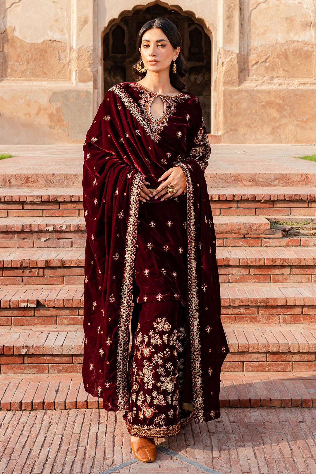 Maroon Velvet Shawl