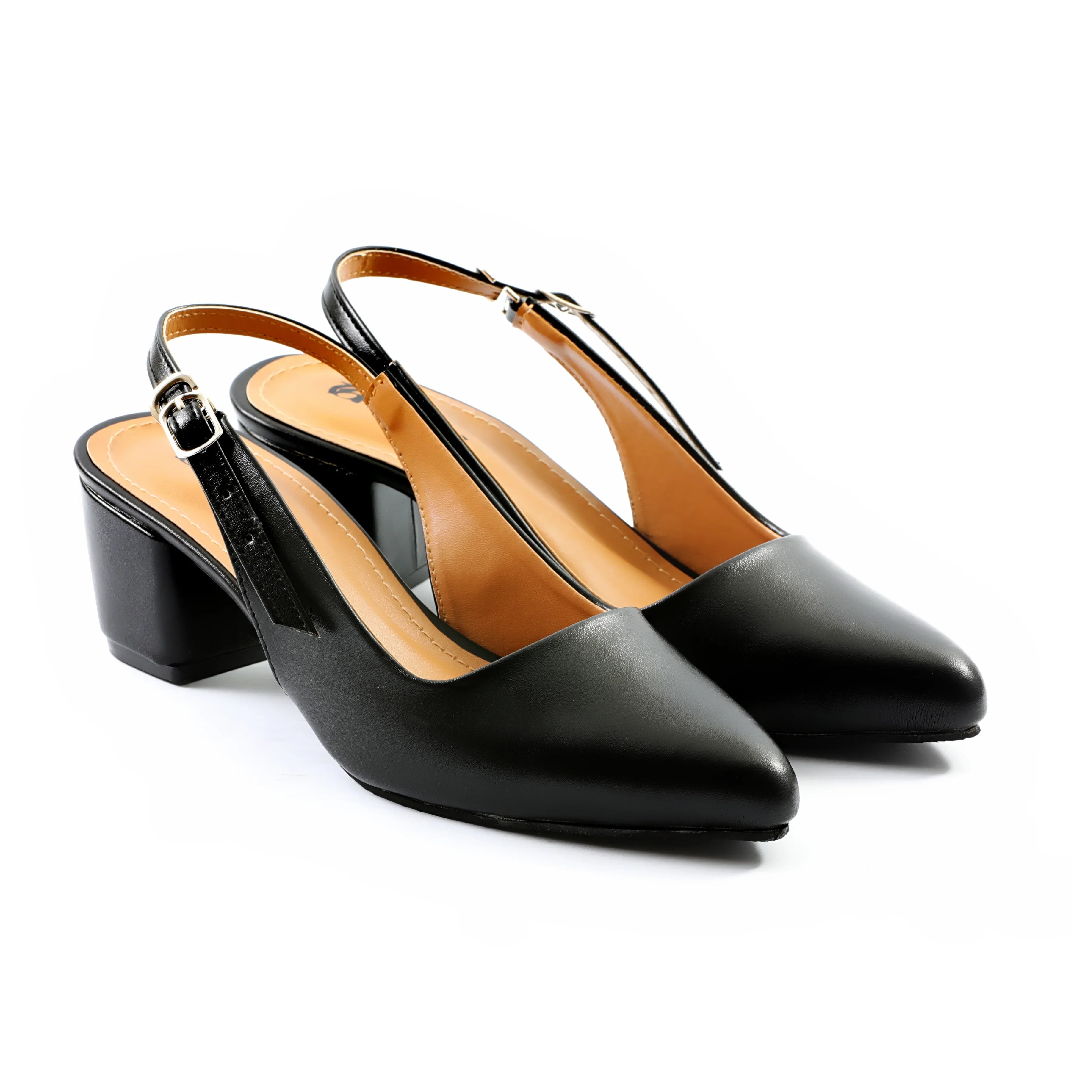 Estrela Heeled Slingbacks Black