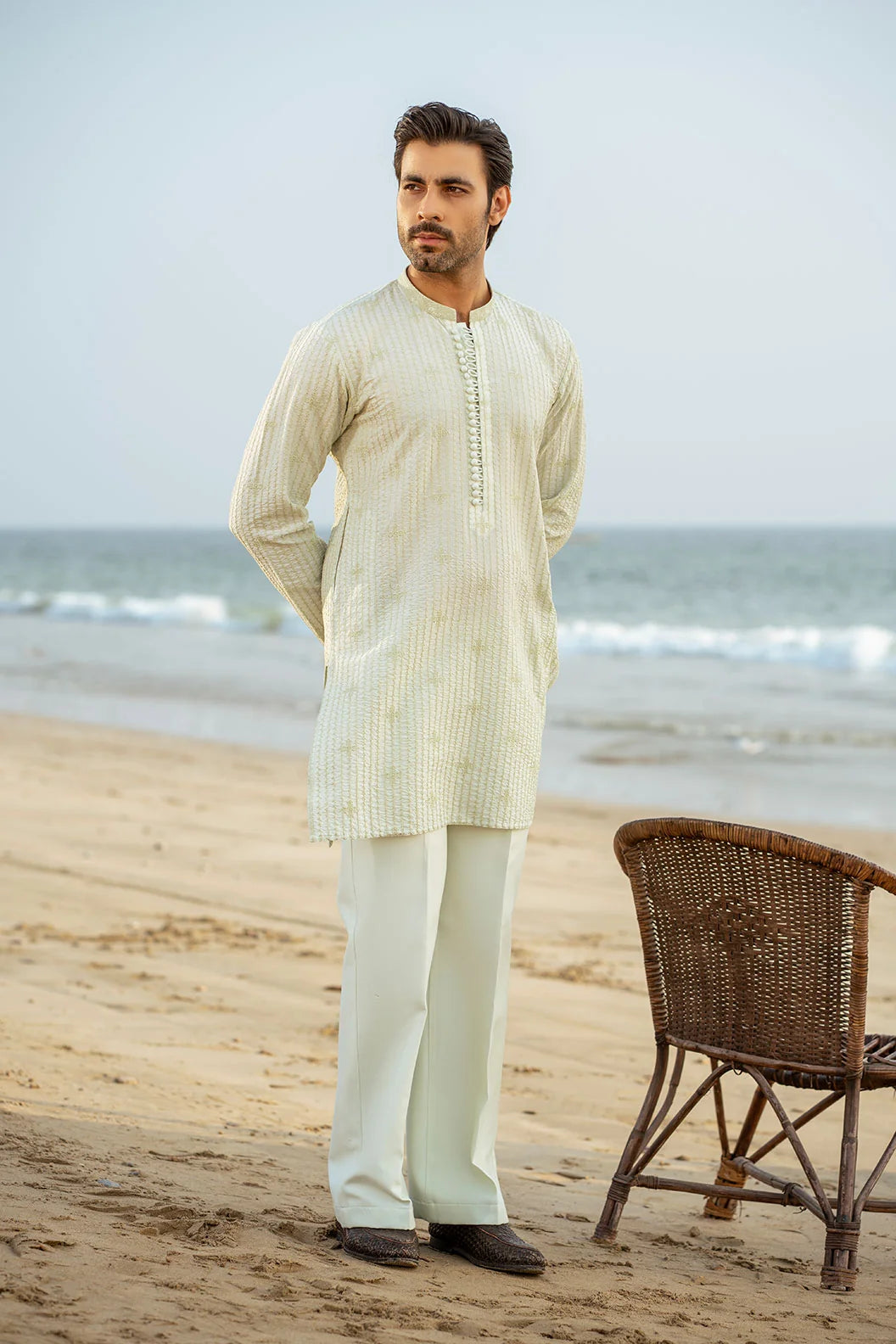 Mint Green Embroidered Kurta Trouser FD-5064