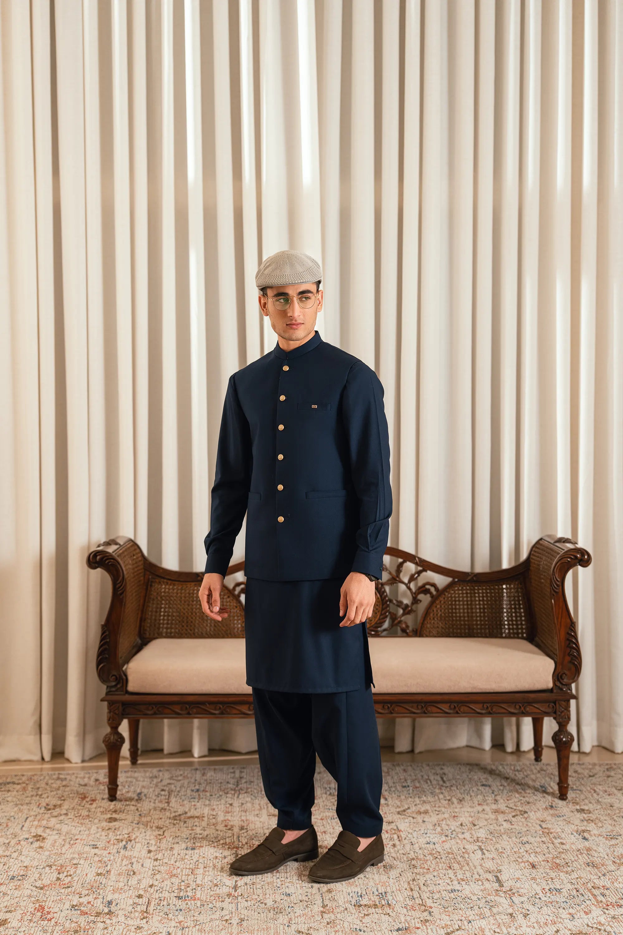 Navy Blue Suiting Waistcoat WS-244-112