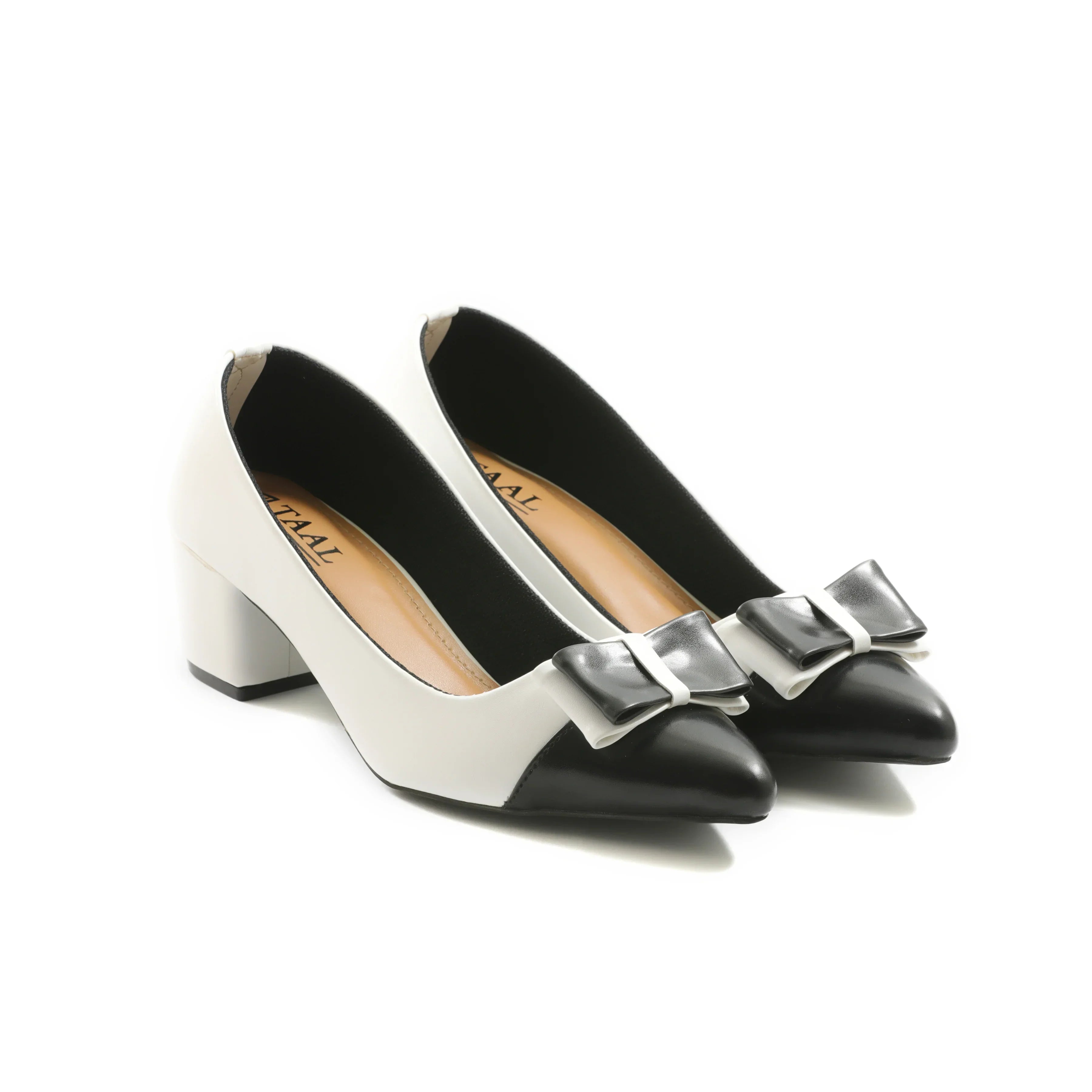 Ostrow White & Black block Heeled Pumps