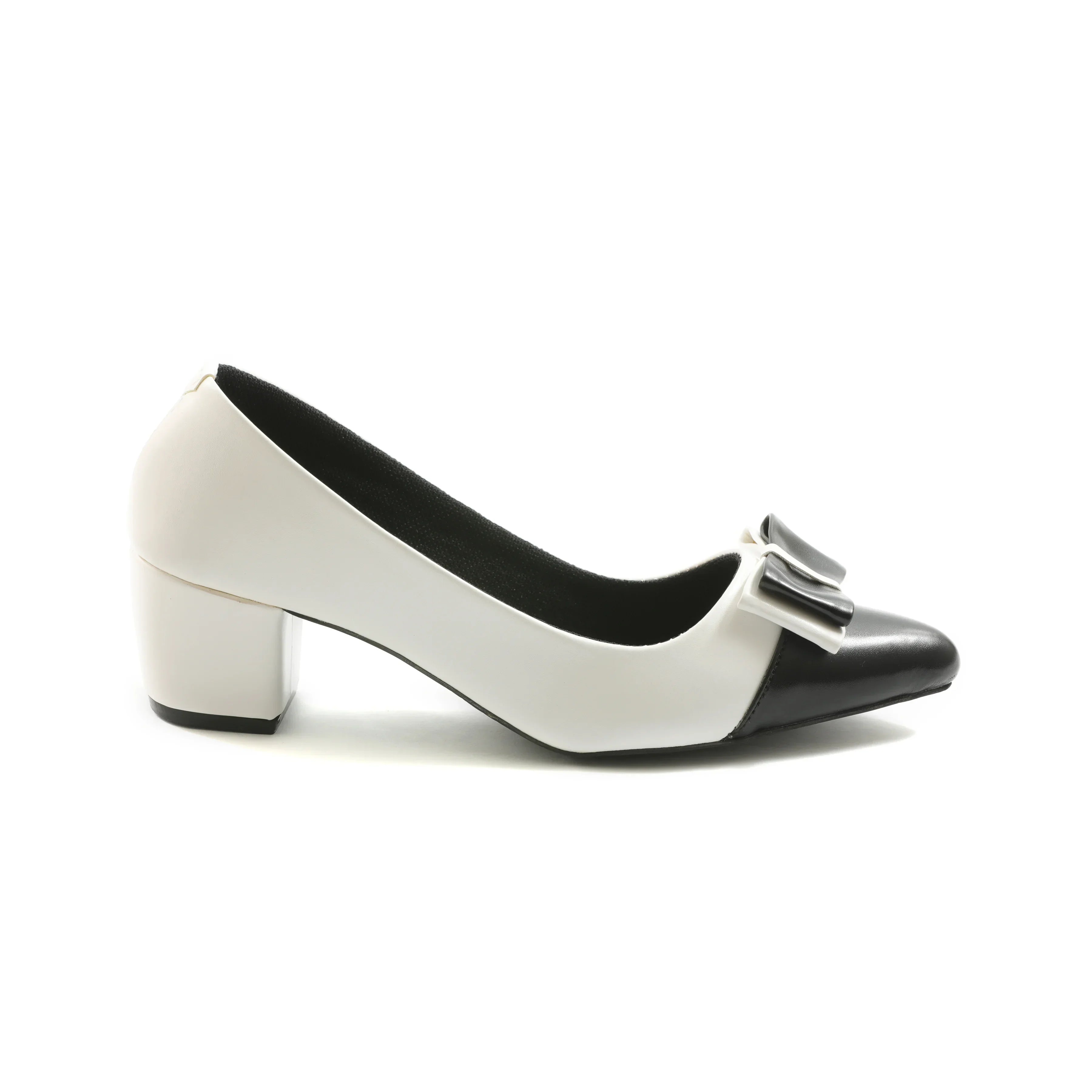 Ostrow White & Black block Heeled Pumps