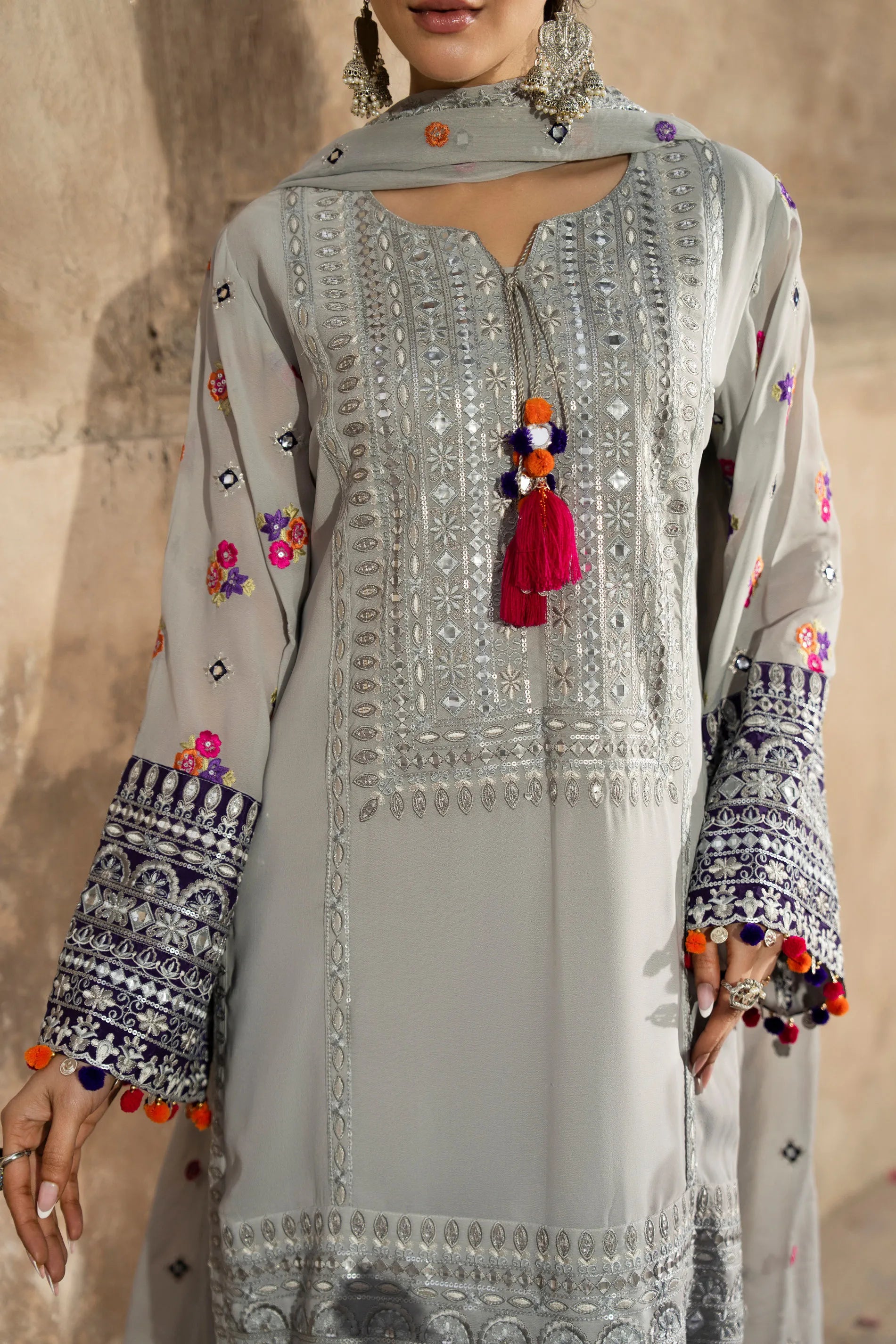 Karma - Saj Dhaj - F-526  Silver & Royal