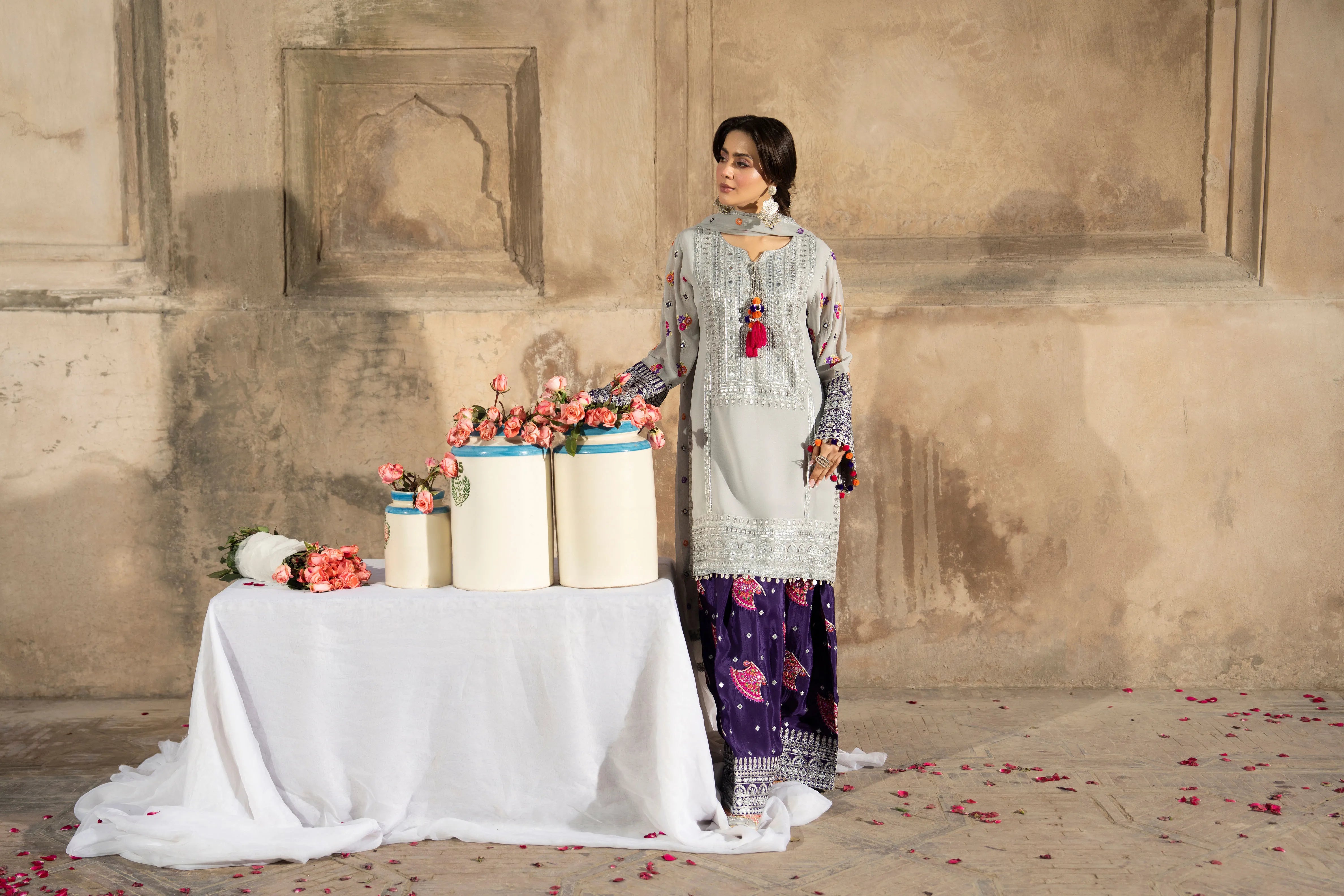 Karma - Saj Dhaj - F-526  Silver & Royal