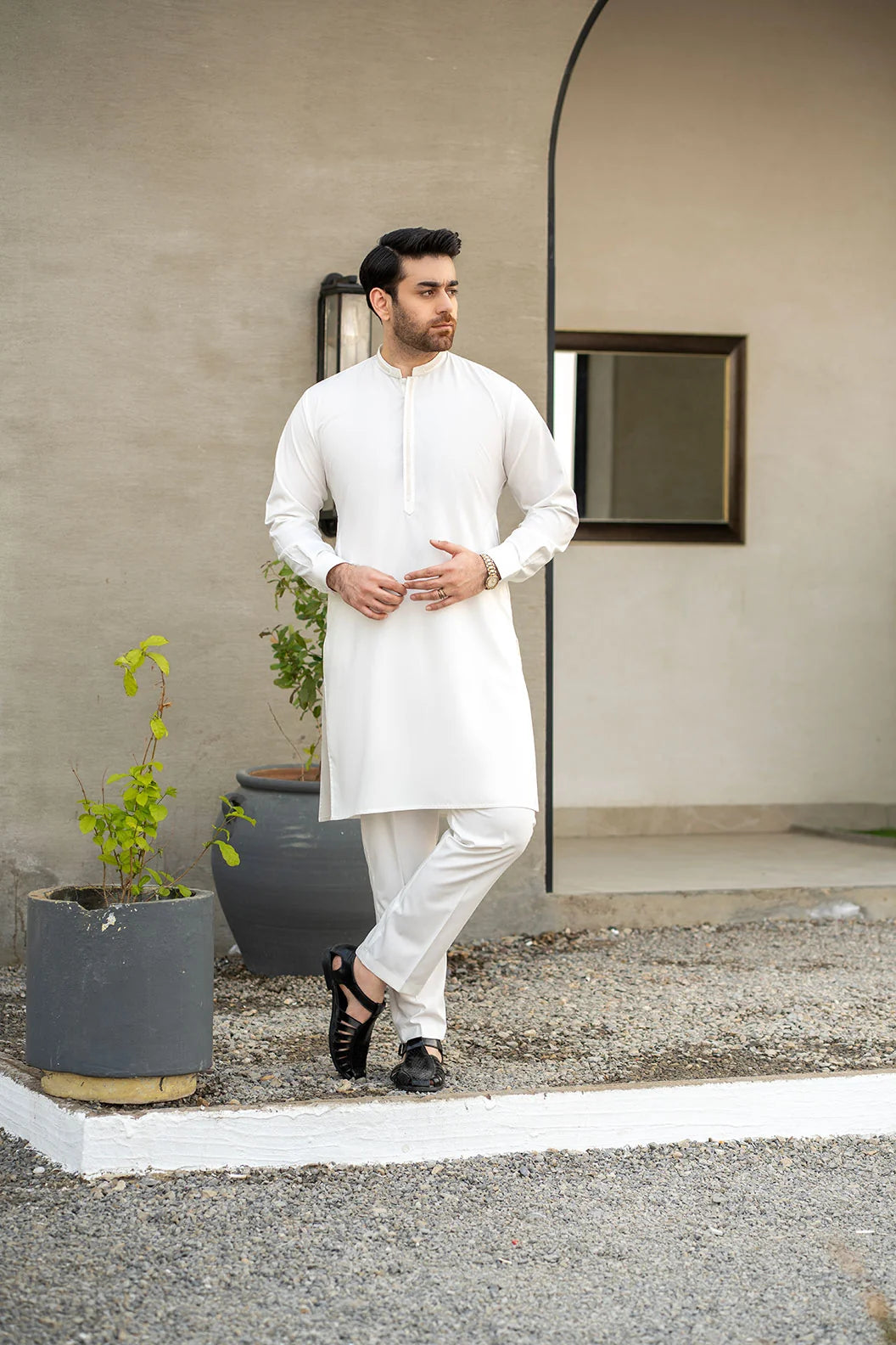 White Embroidered Kurta Trouser C-10210