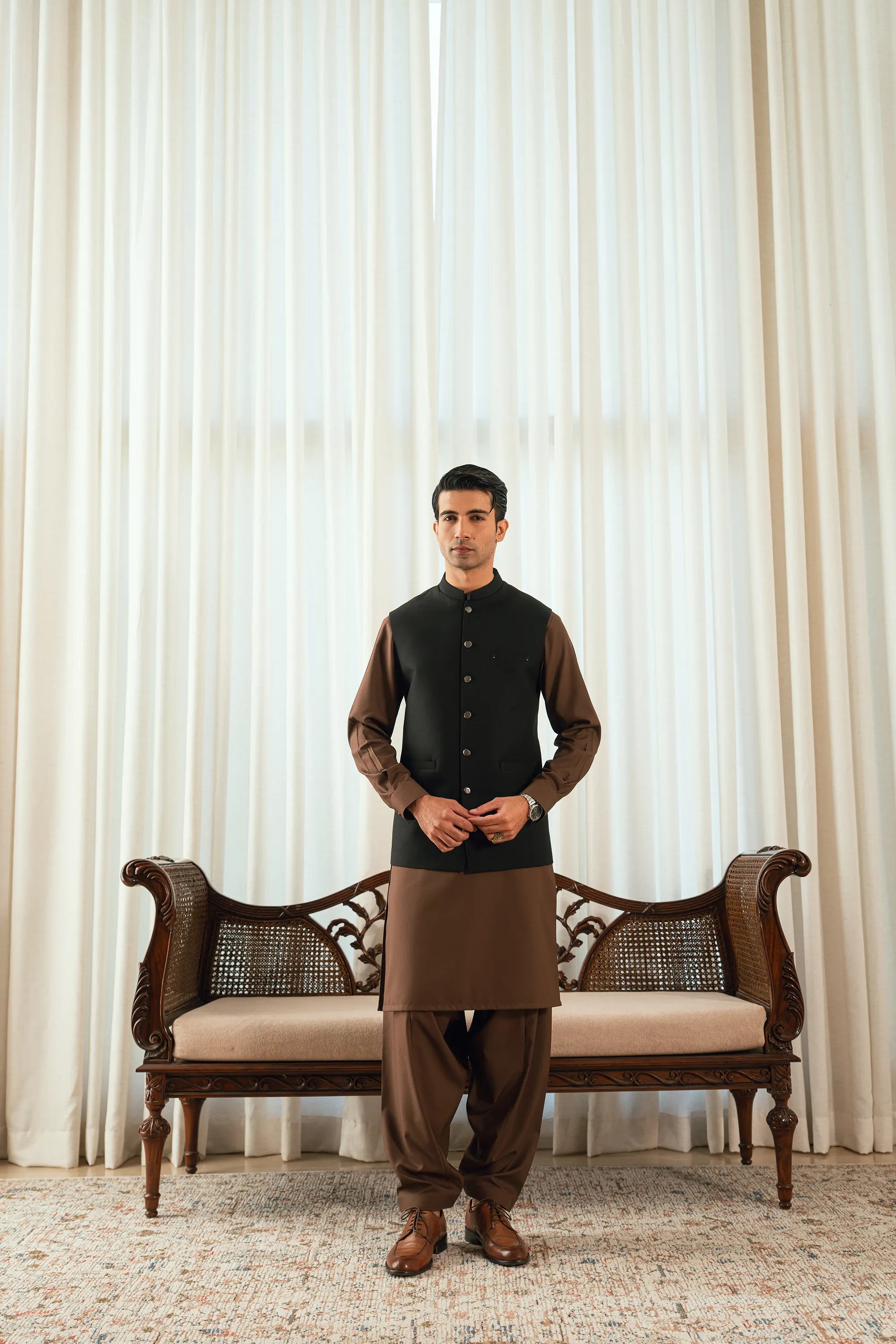 Jet Black Suiting Waistcoat W-2022