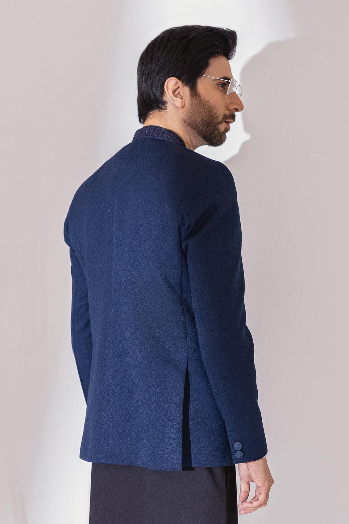 HAND EMBROIDERED PRINCE COAT - NAVY BLUE